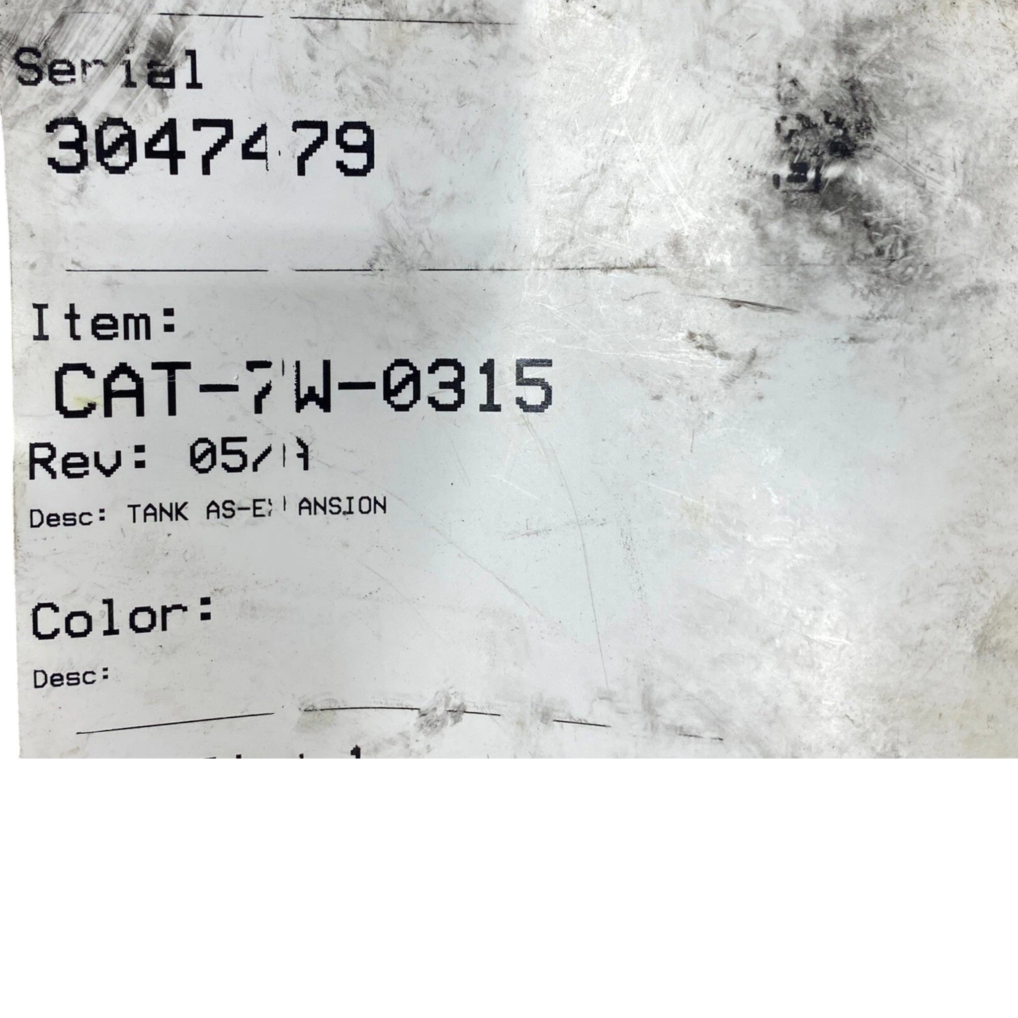 7W0315 CAT Coolant Tank