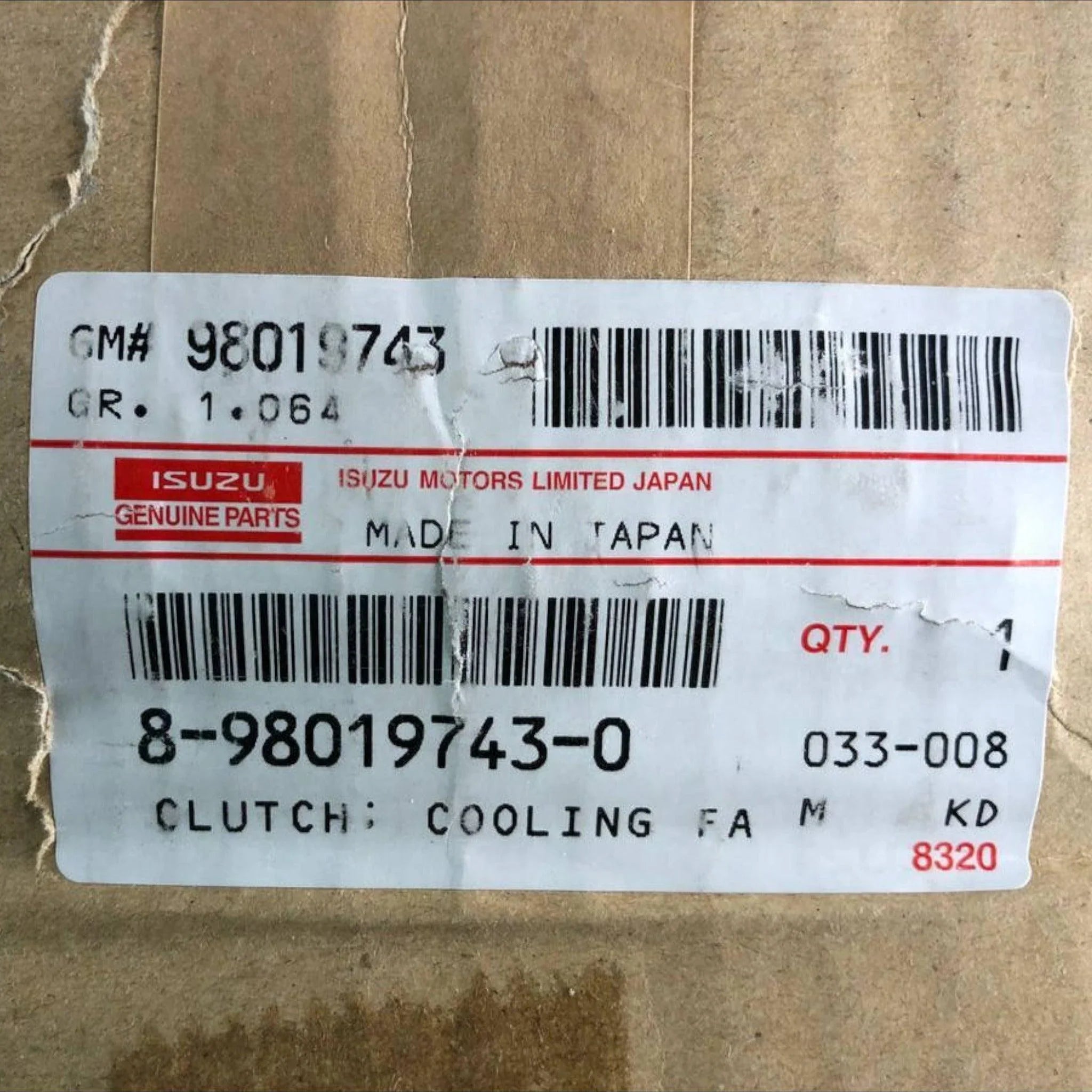 8980197430 Genuine Isuzu Engine Cooling Fan Clutch