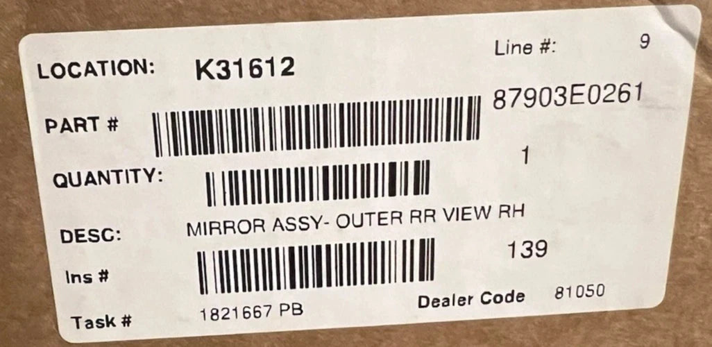 87903E0261 Hino Right Side Outer Mirror Assembly