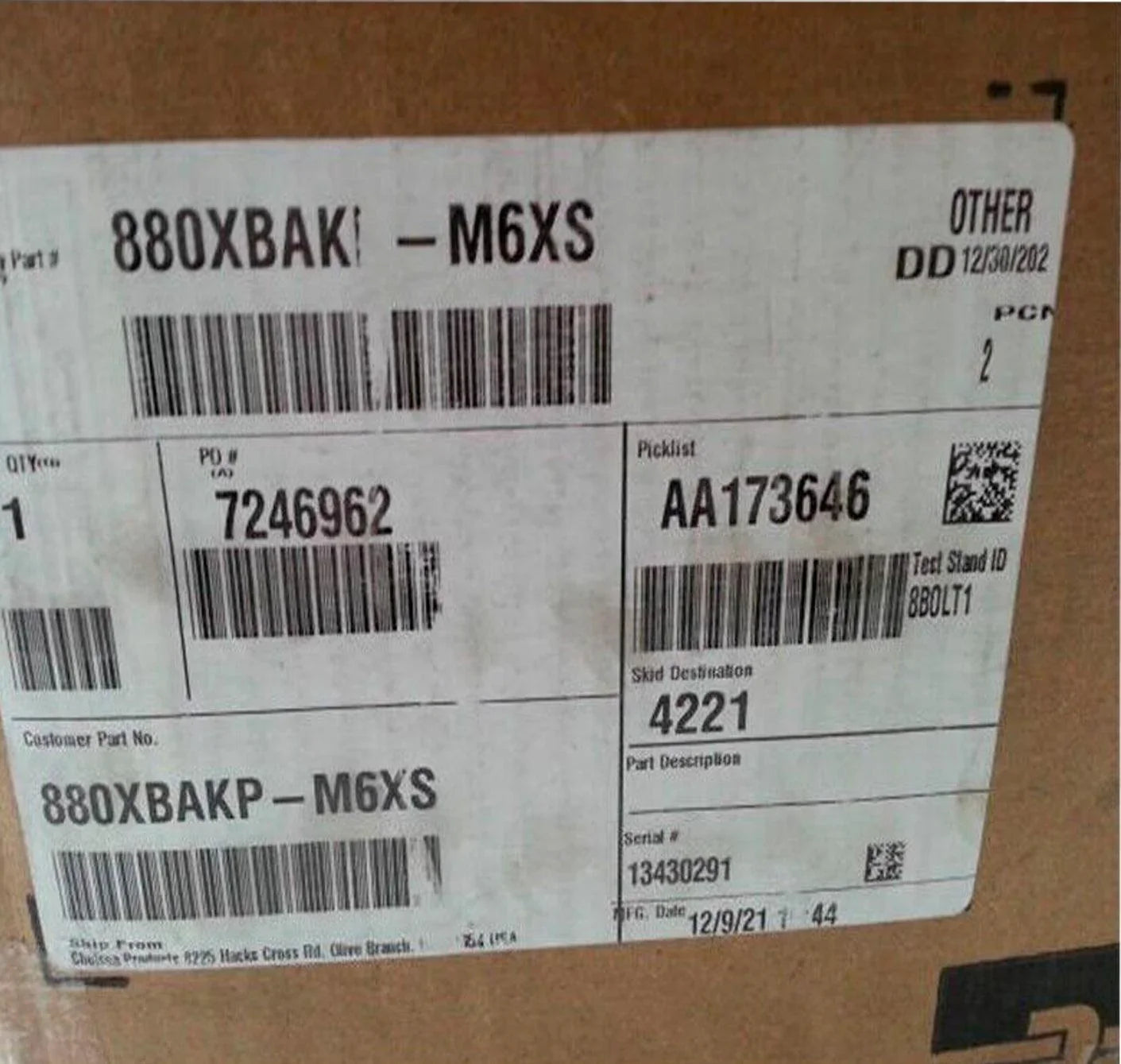880Xbakp-M6Xs Genuine Parker Chelsea Hannifin 8-Bolt Pto Power Take Off 880