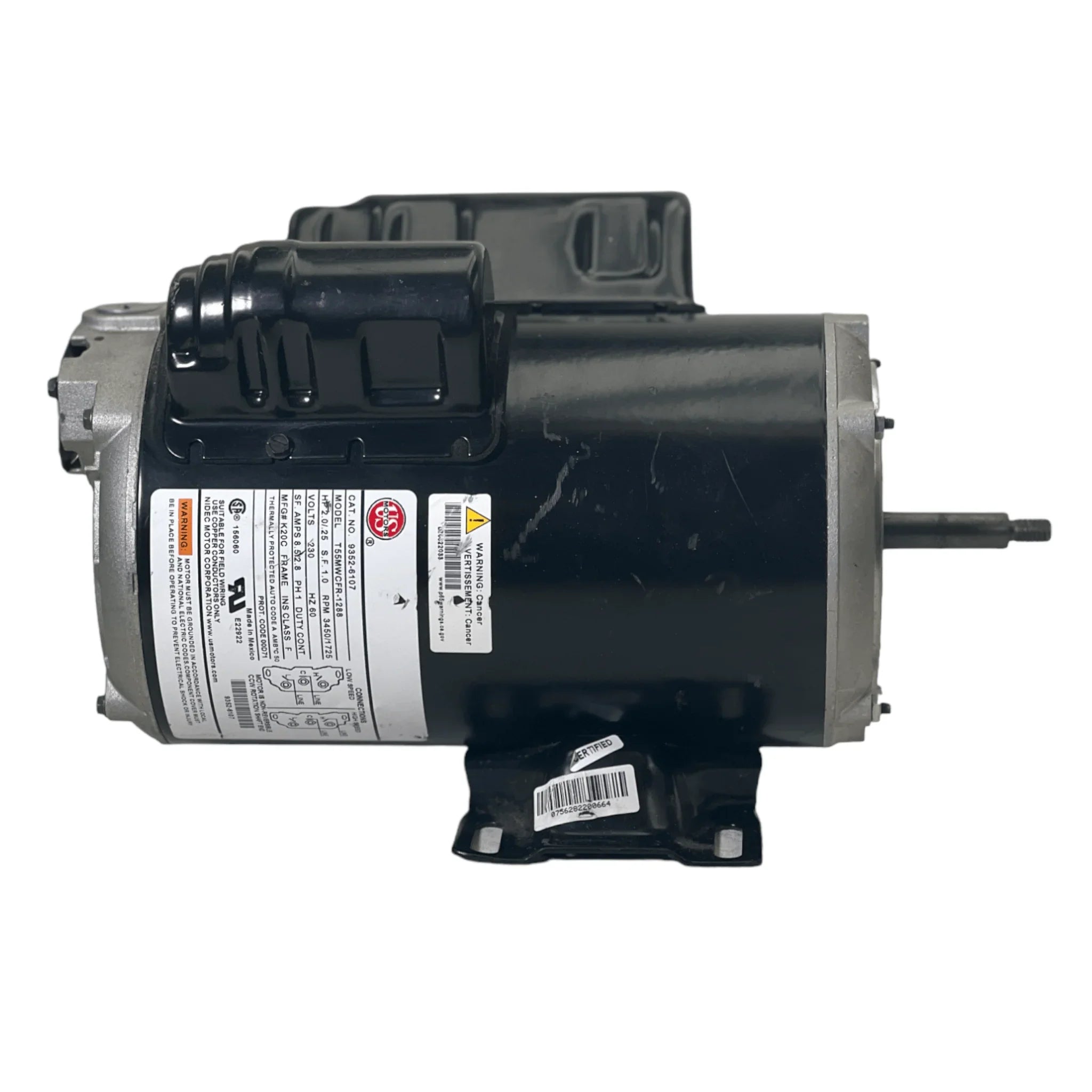 9352-6107 Us Motors Spa Motor T55Mwcfr-1288 Model