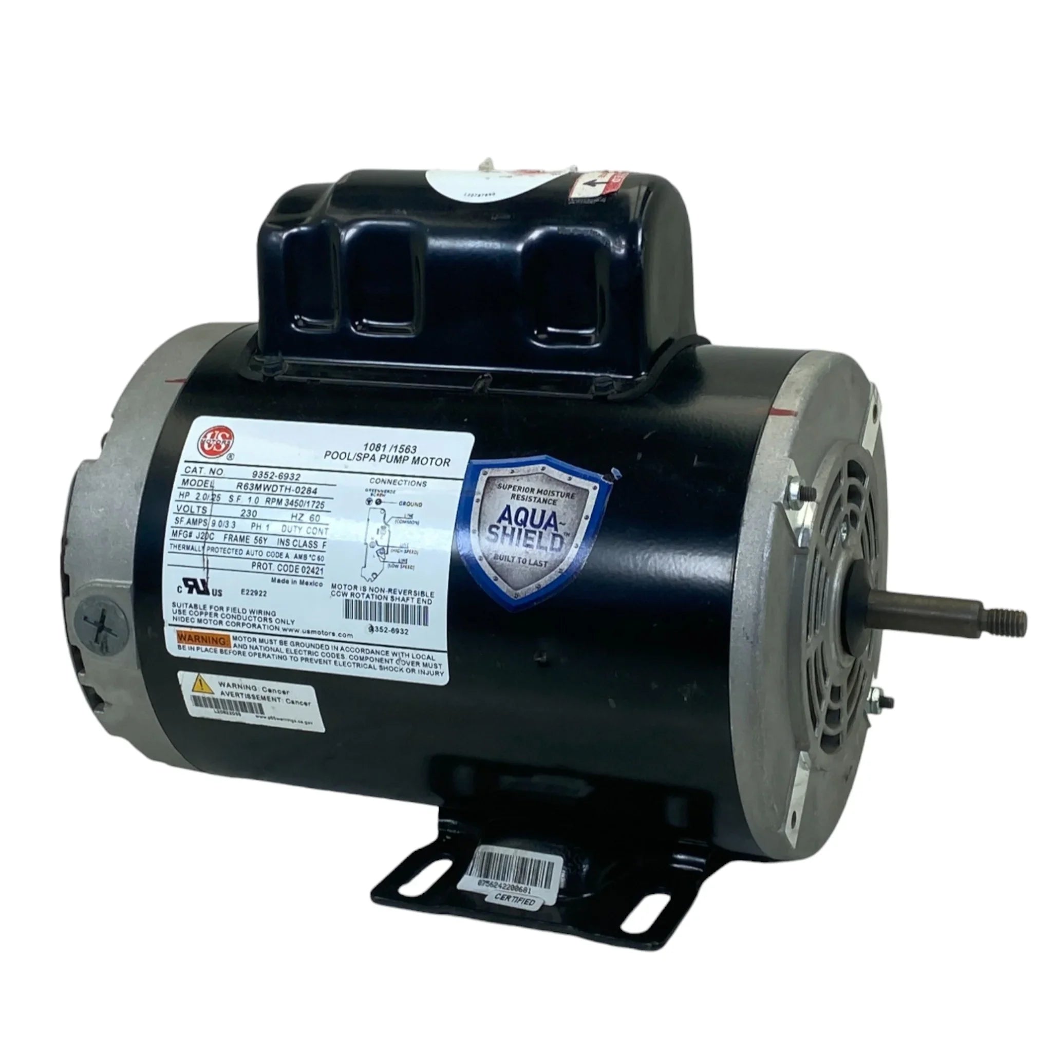 9352-6932 Us Motors Spa Motor R63Mwdth-0284 Model