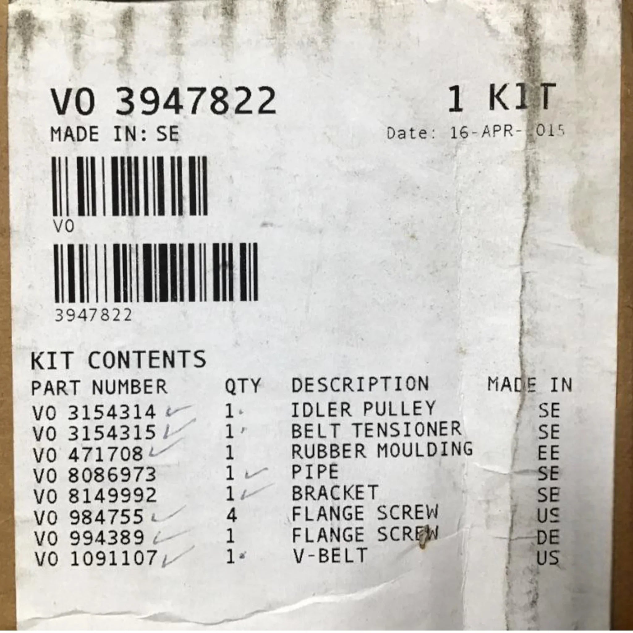 3947822 Genuine Volvo Tensioner - Truck To Trailer