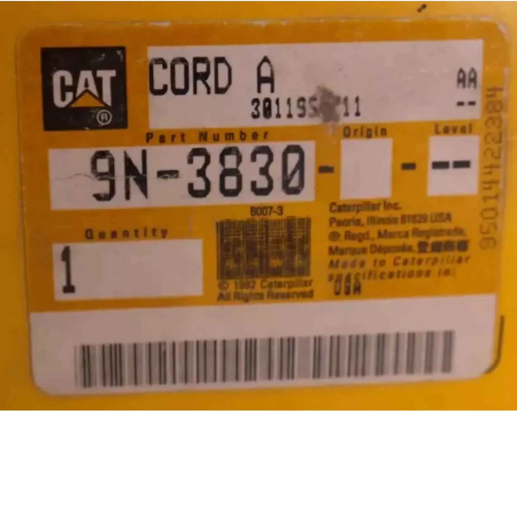 CA9N3830 Genuine Cat Wires Heater Cord