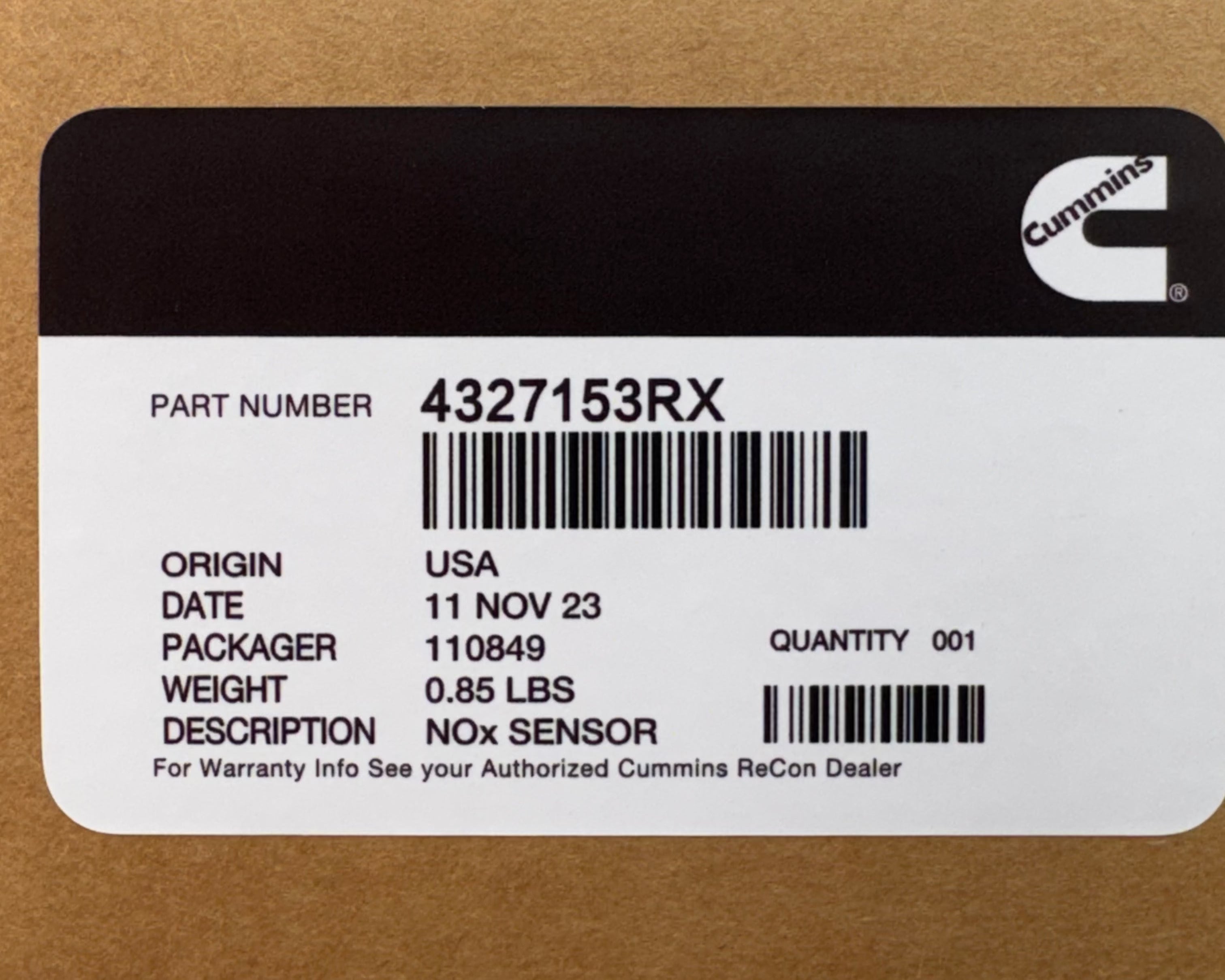 4327153 Genuine Cummins Nitrogen Oxide Nox Sensor