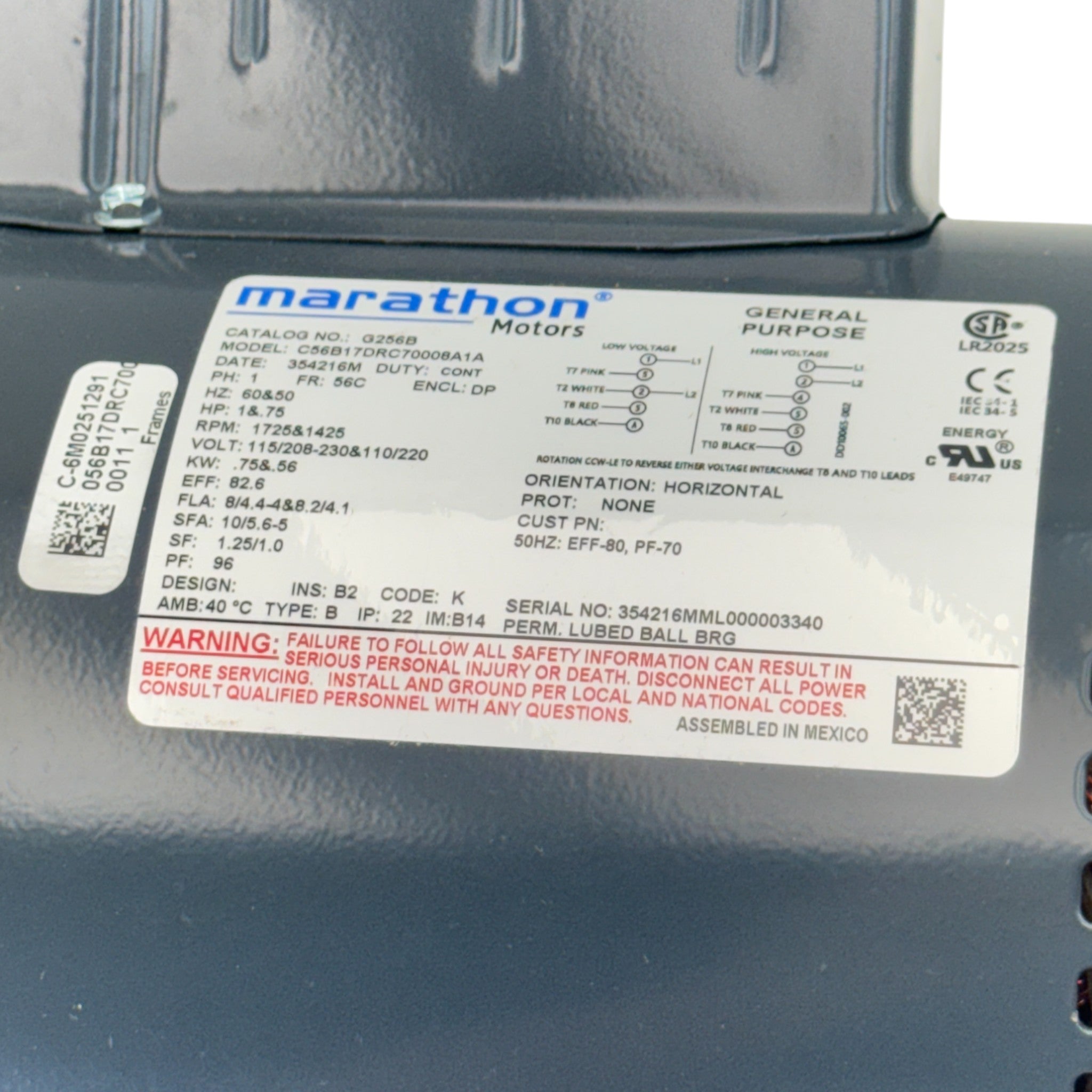 056B17DRC70008A1 Genuine Marathon General Purpose Motor 115/230V