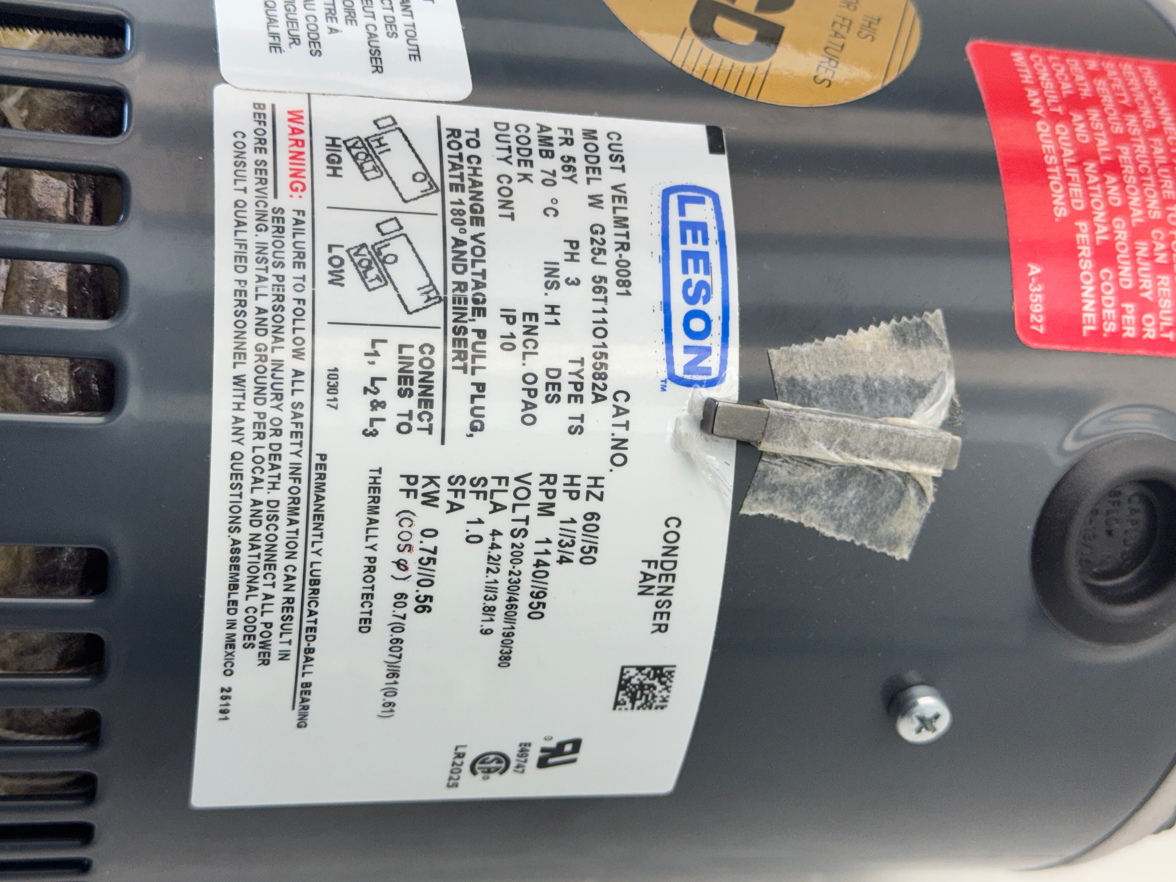 Marathon 56T11O15582A Condenser Fan Motor