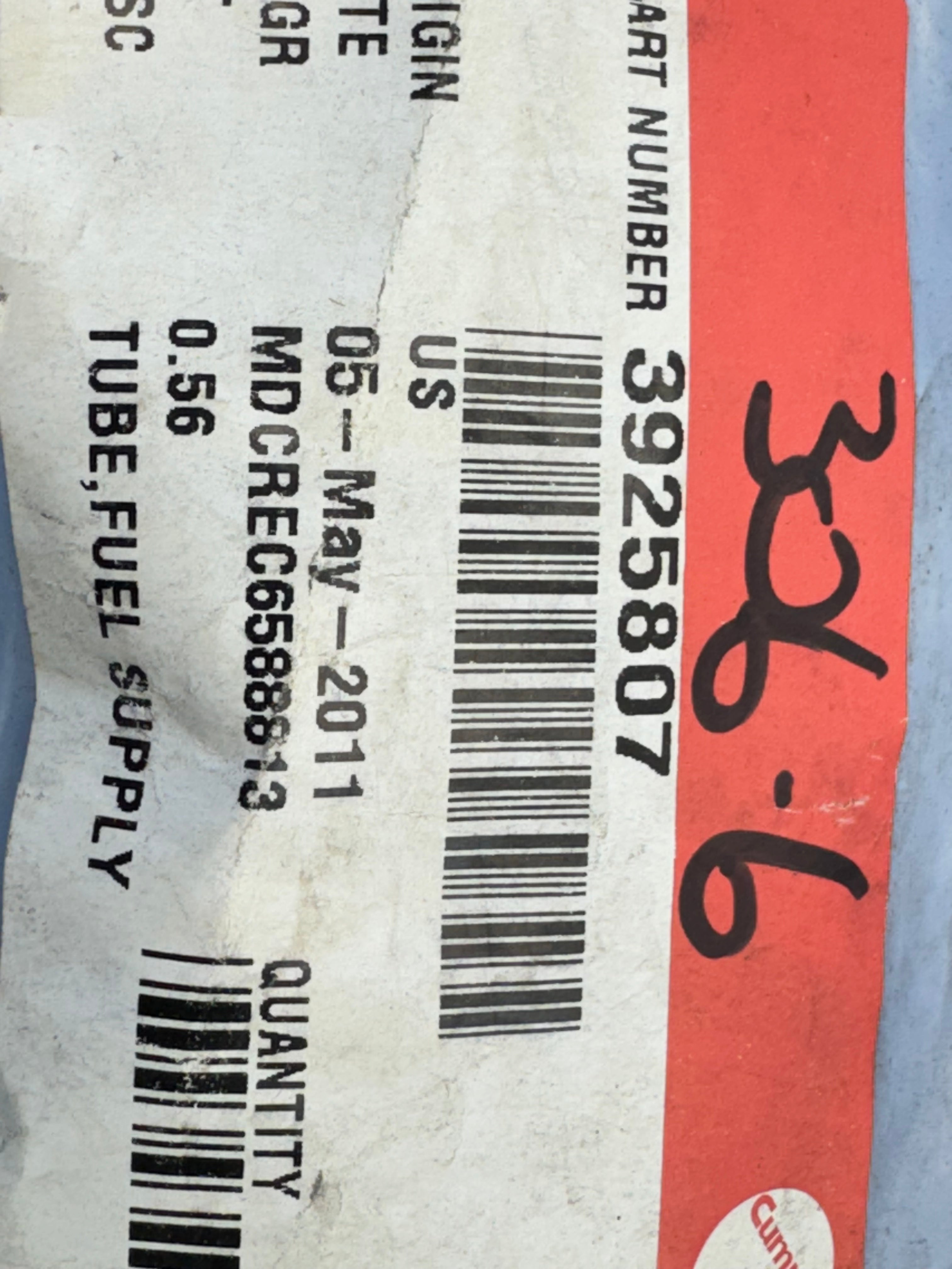 3925807 Genuine Cummins Injector Fuel Supply Tube