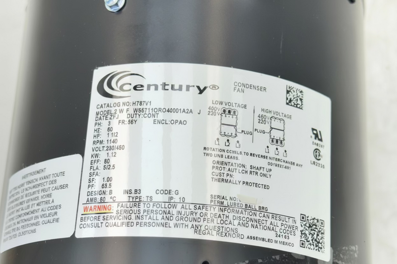 W56T11ORO40001A2A Century Condenser Fan Motor 230-460V