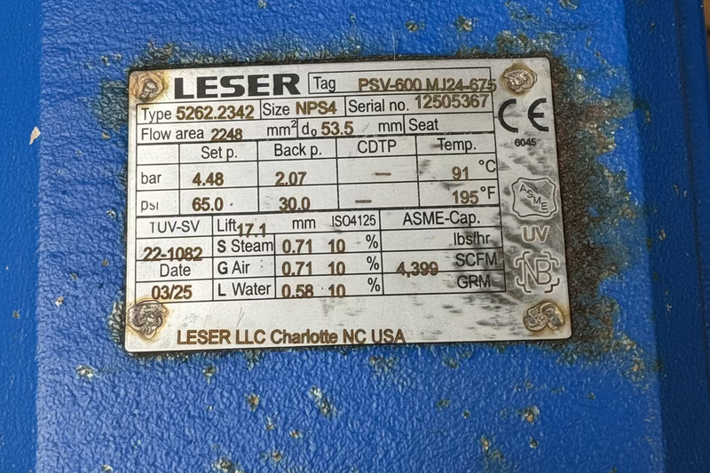 5262.2342 Leser Safety Relief Valve Flanged