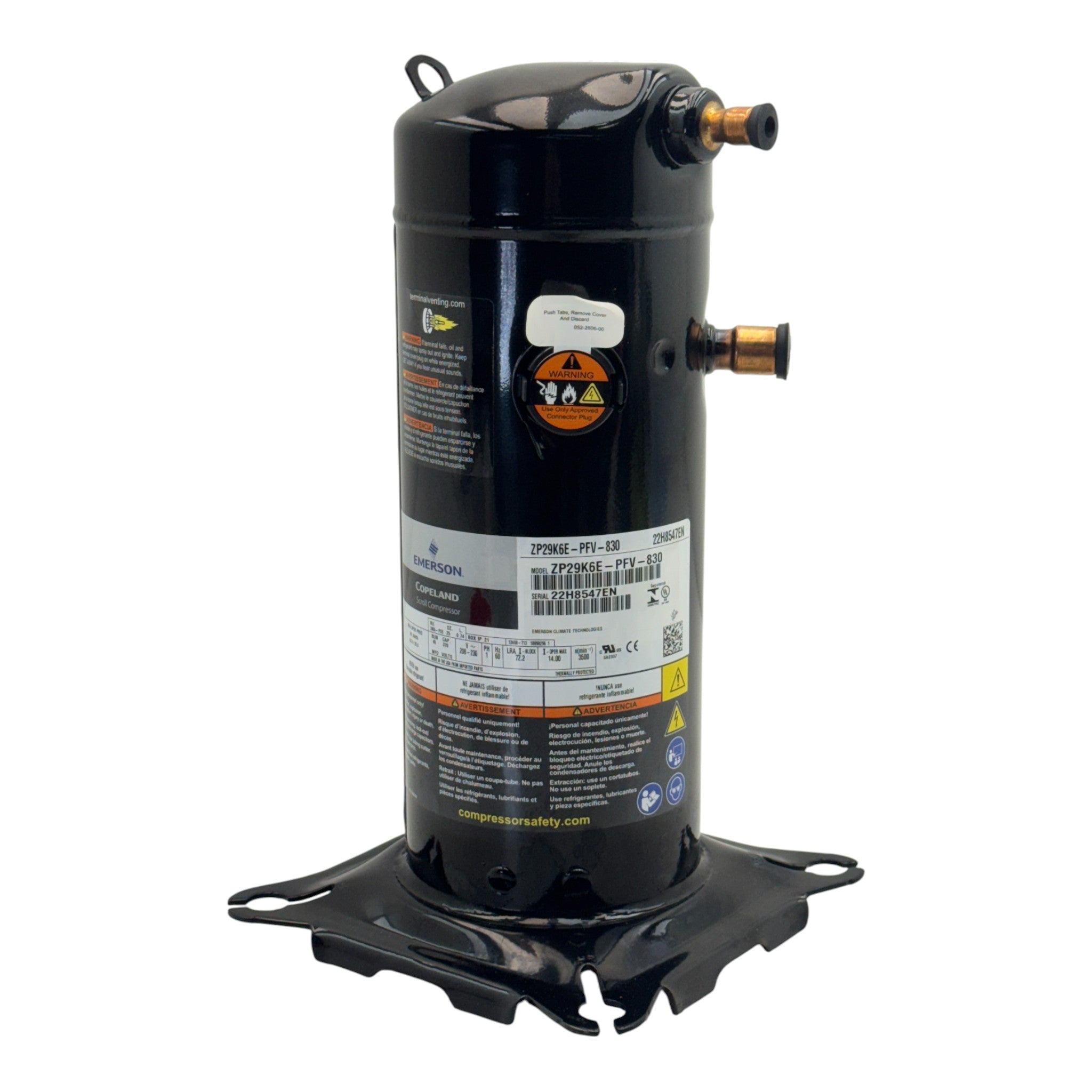 ZP29K6E-PFV-830 Copeland Scroll Compressor 208-230V