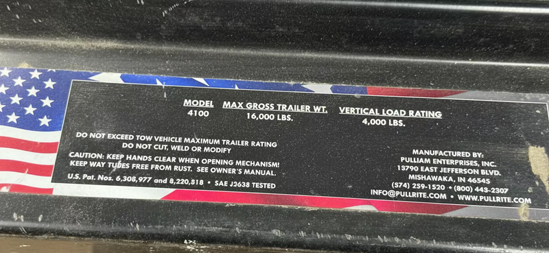 8,220,818 Pullrite 4100 Wheel Hitch