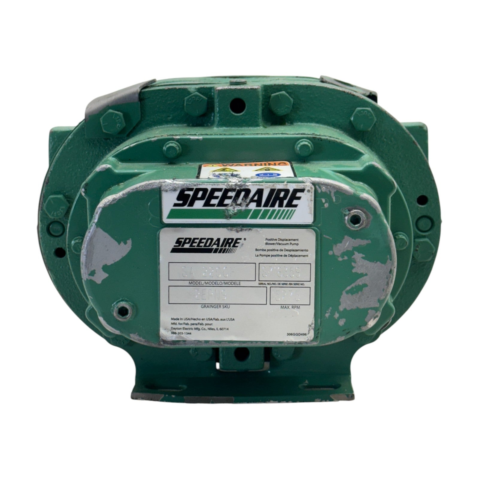 2EPN9 Speedaire Positive Displacement Blower Vacuum Pump 5275 RPM