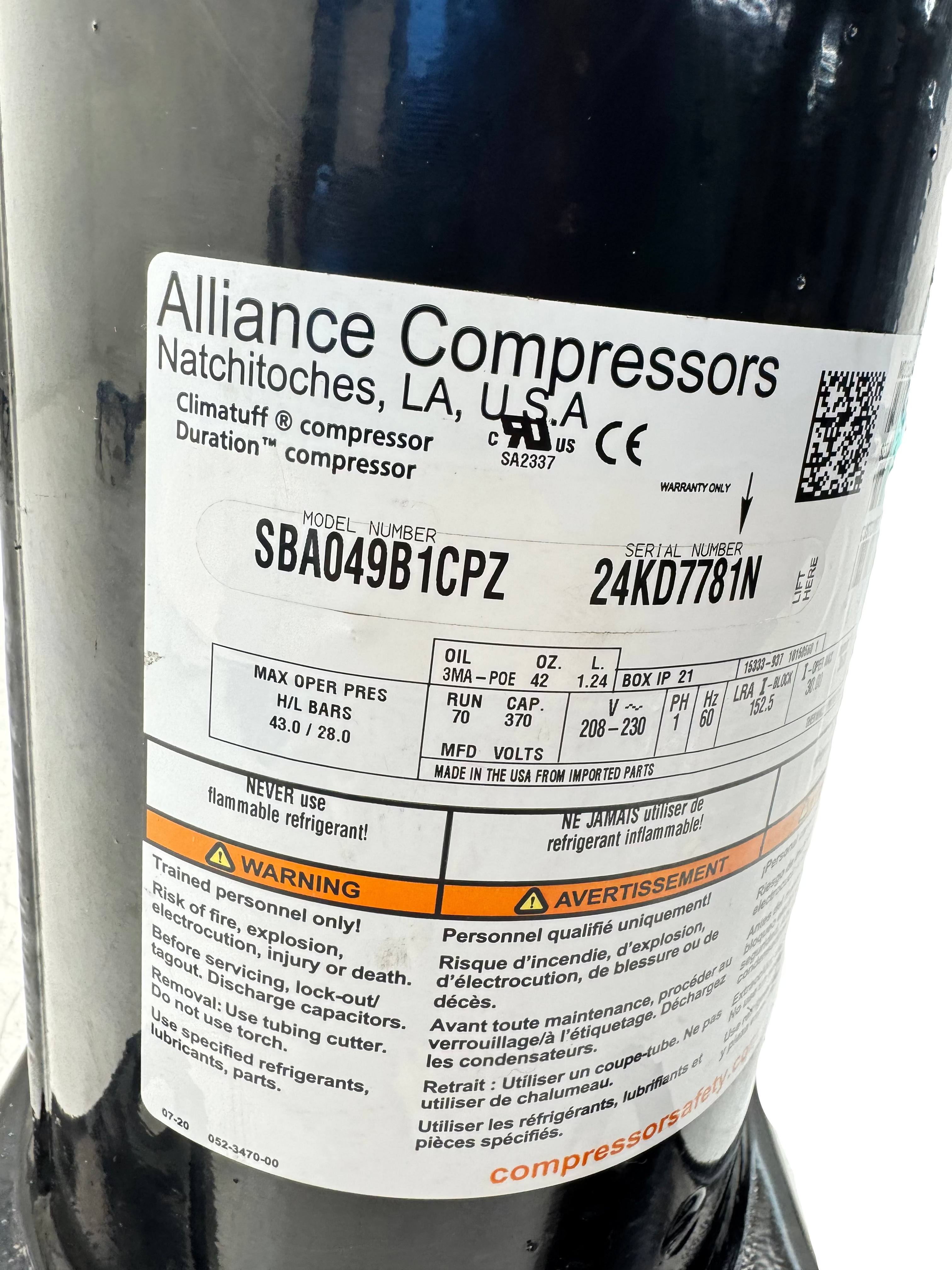 SBA049B1CPZ Trane Scroll Compressor