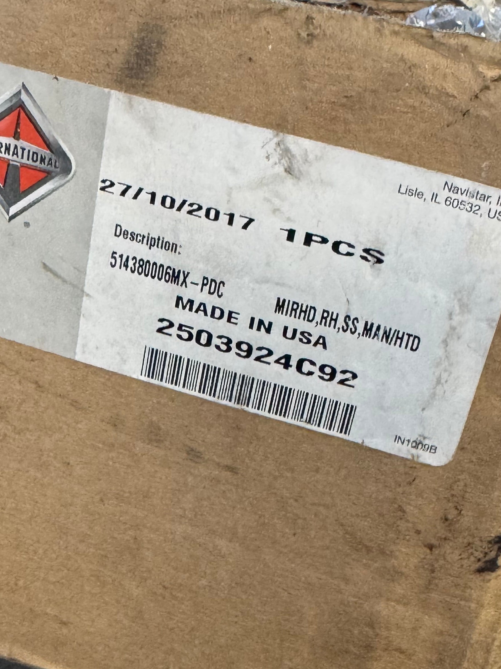 2503924C92 Genuine International Right-Hand Heated Mirror Head