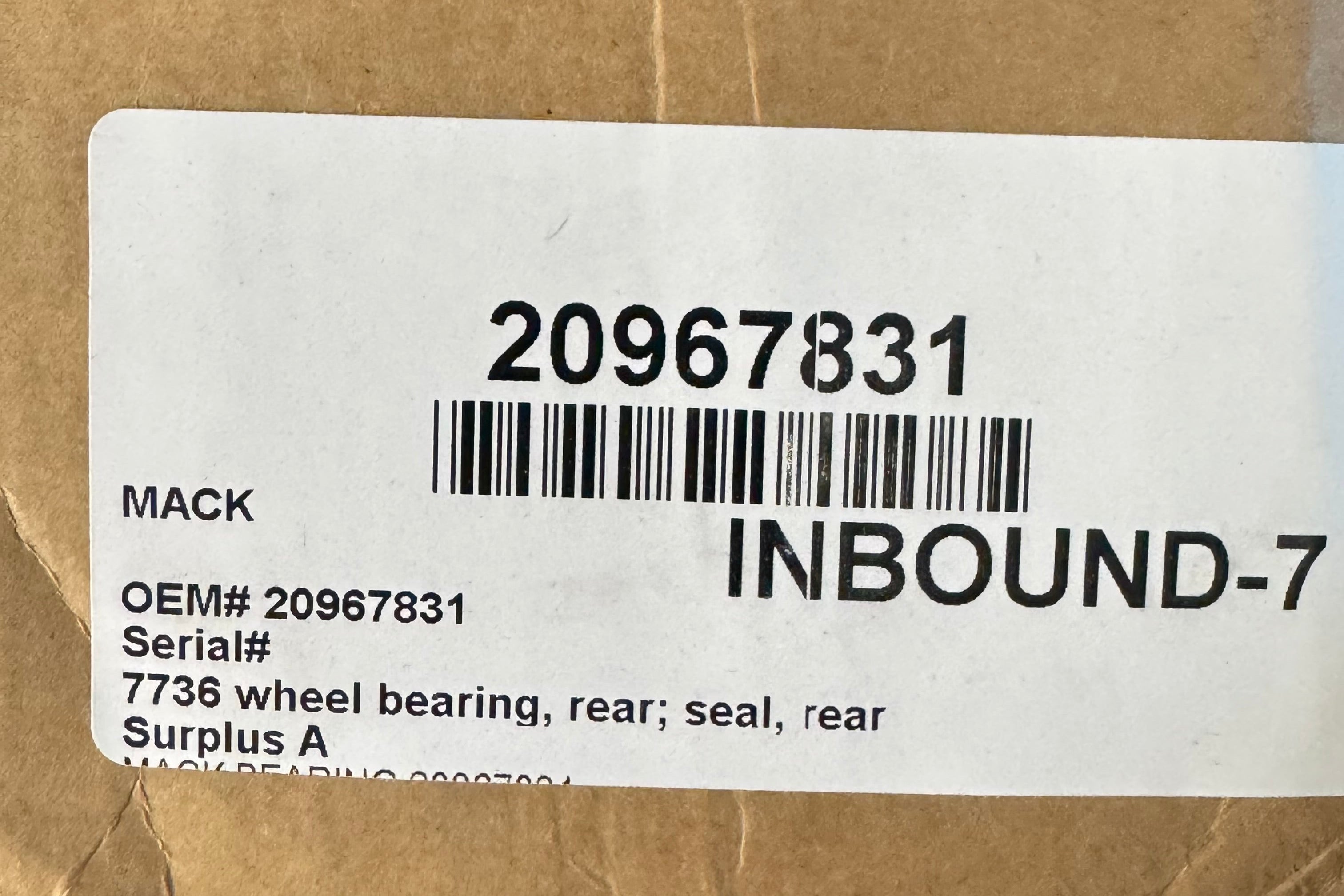 20967831 Genuine Mack Wheel Bearing