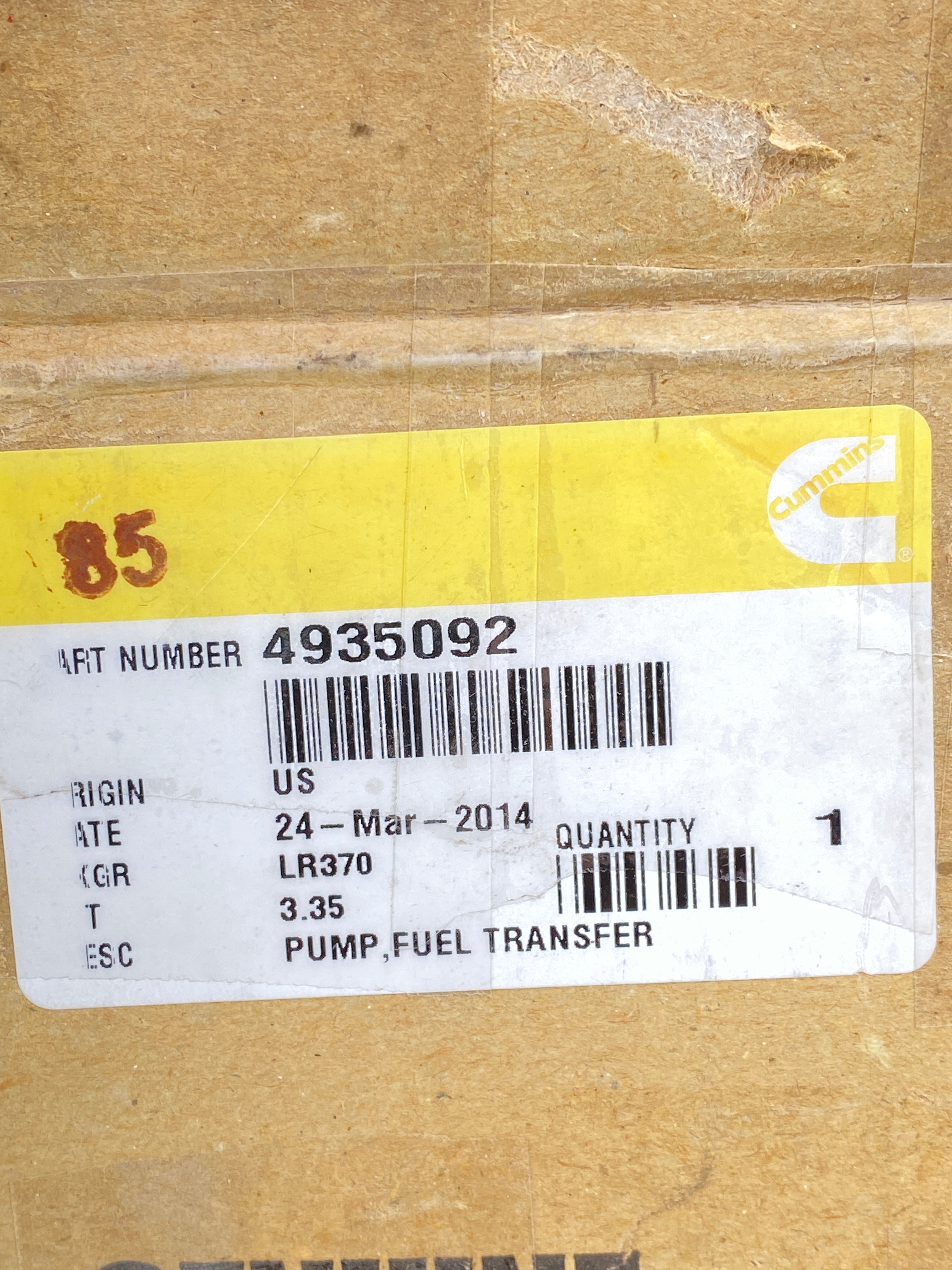 4935092 Genuine Cummins 12V Fuel Transfer Pump