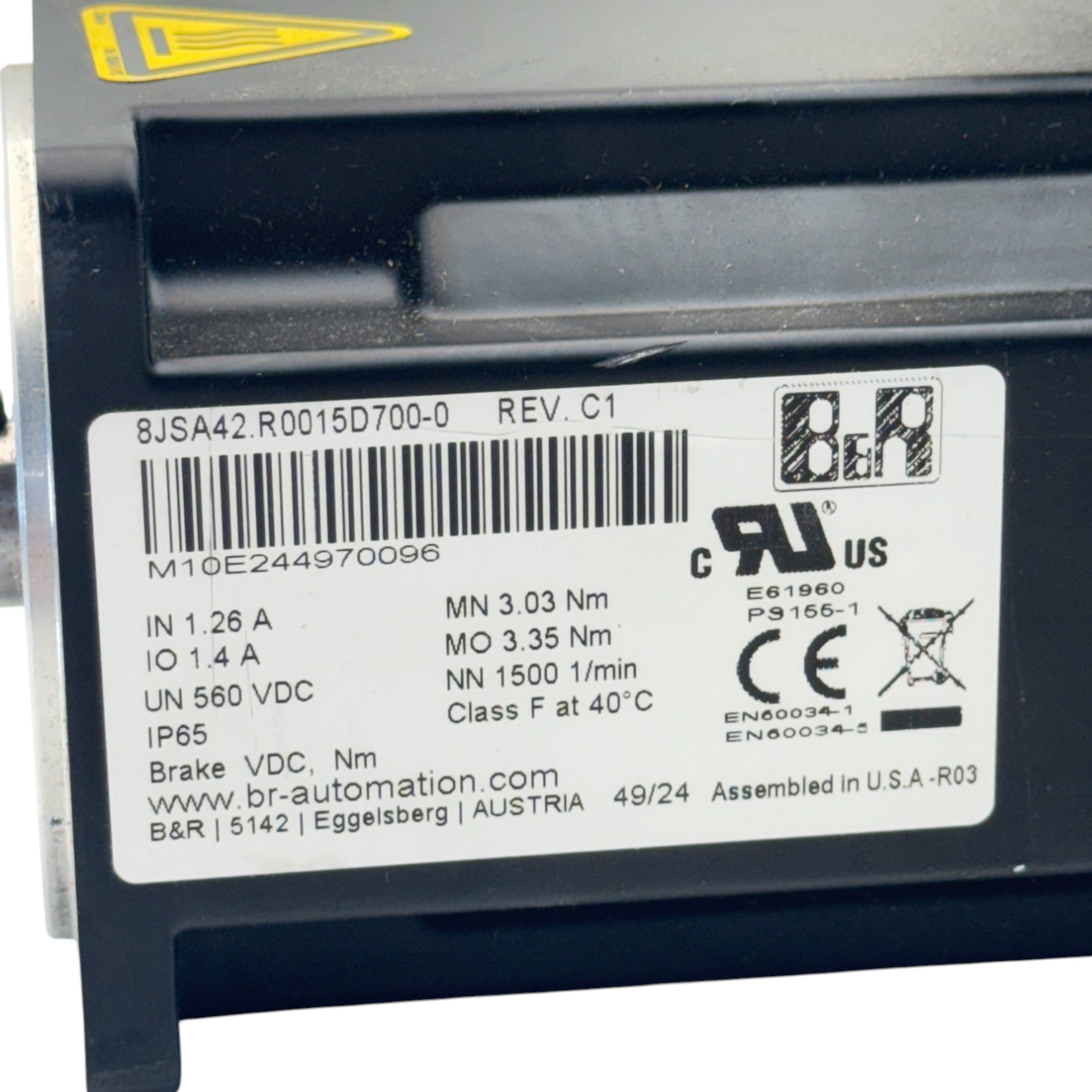8JSA42.R0015D700-0 B&R Synchronous Motor 560 VDC