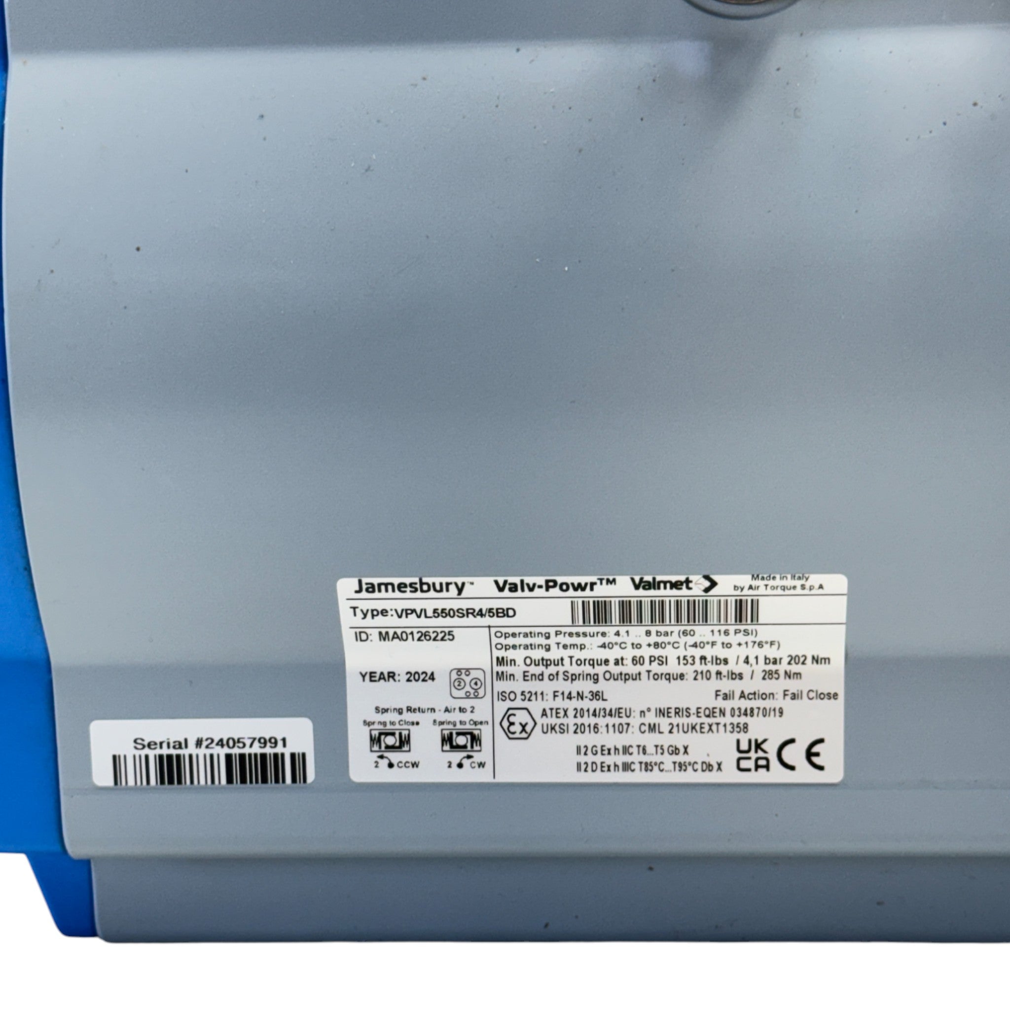 VPVL550SR4 Jamesbury Pneumatic Actuator