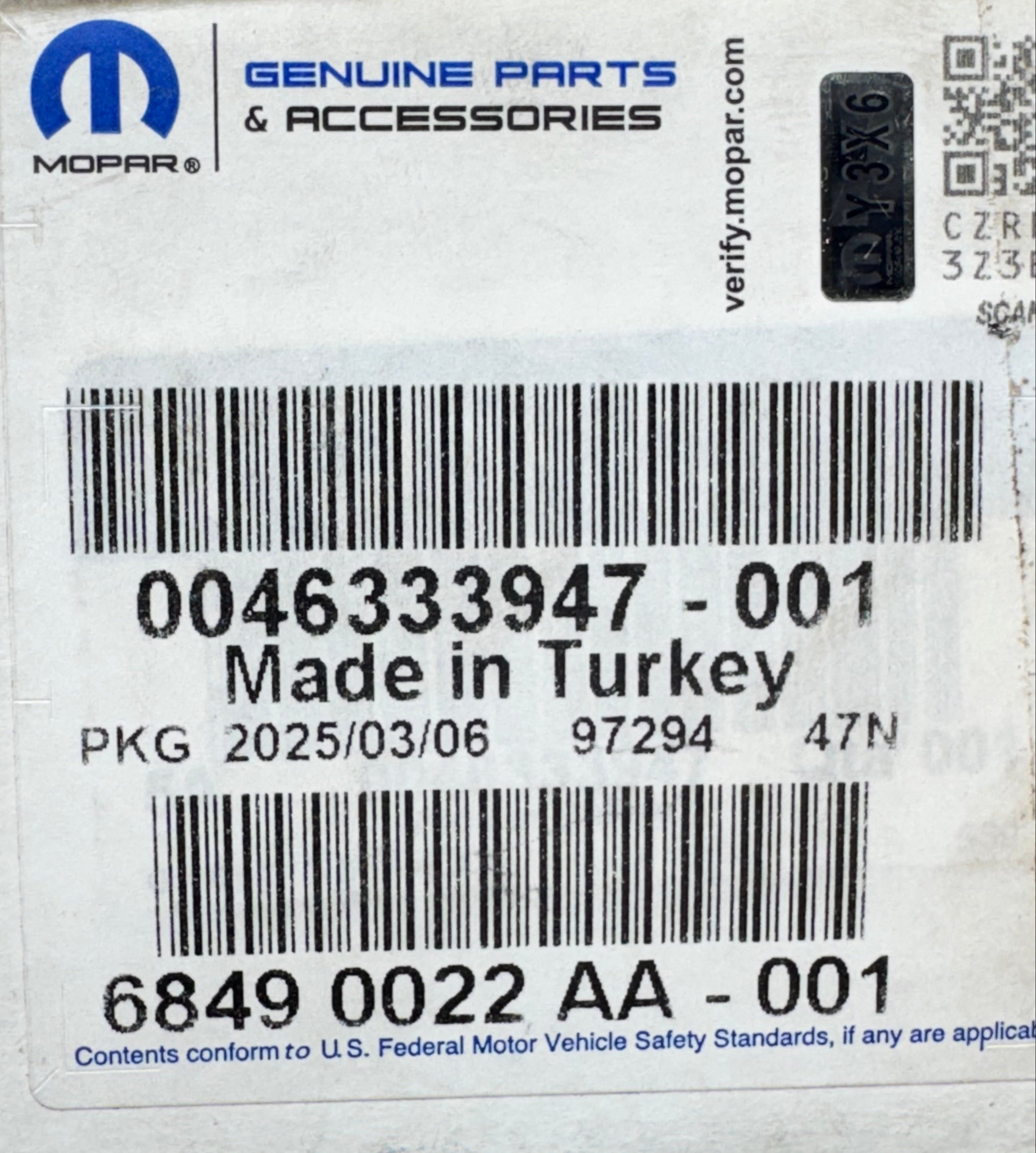 68490022AA Genuine Mopar Fuel Injector