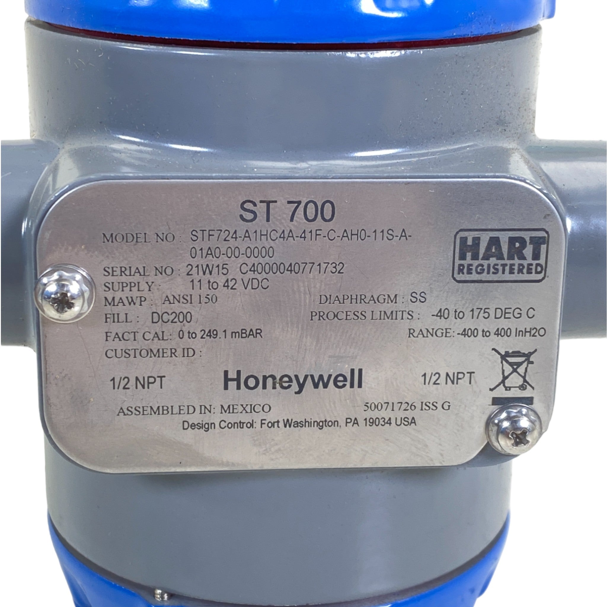 Stf724 Honeywell Stf700 Flange Mount Liquid Level Transmitter — Advanced Truck Parts 1342