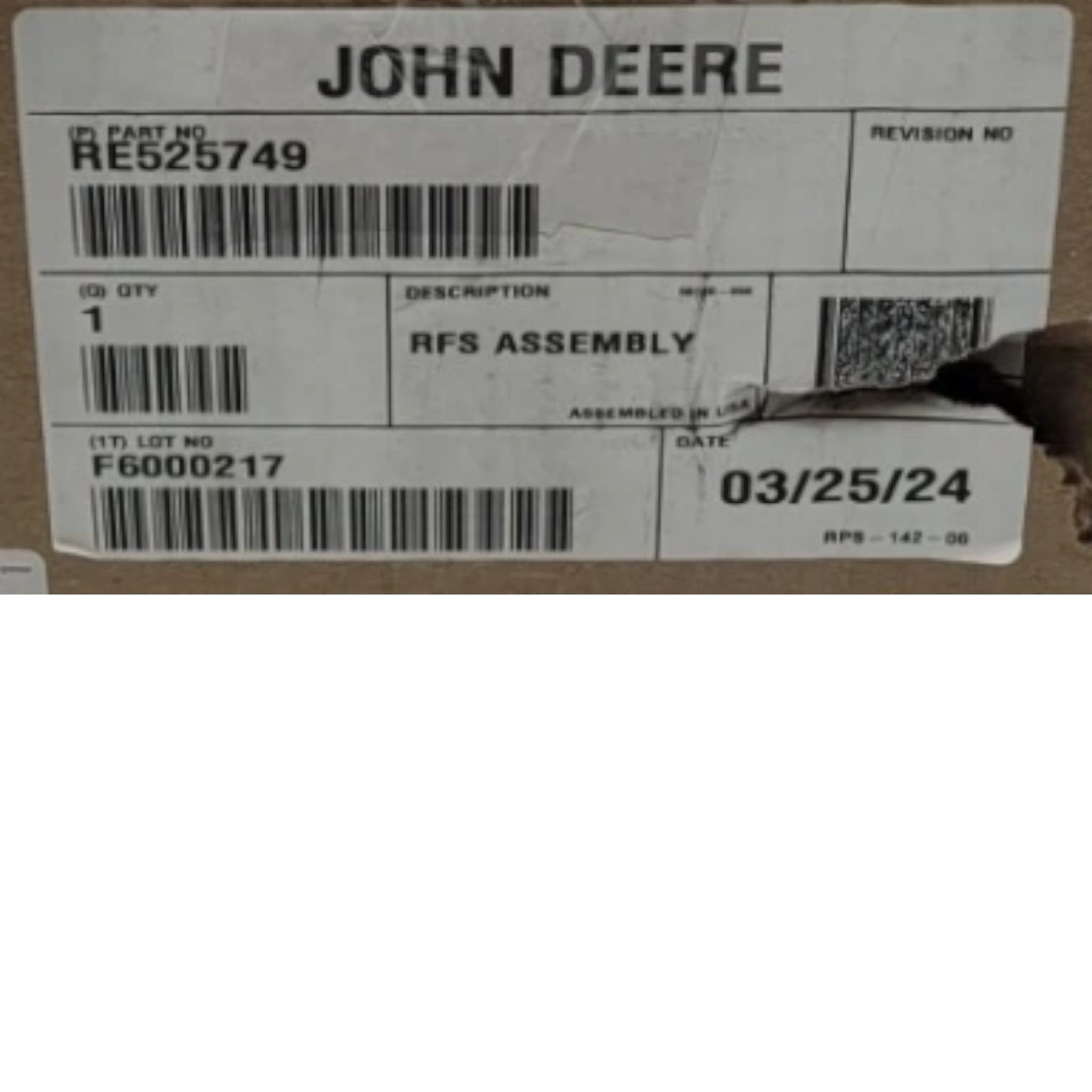 RE525749 John Deere Primary Fuel Filter Assembly