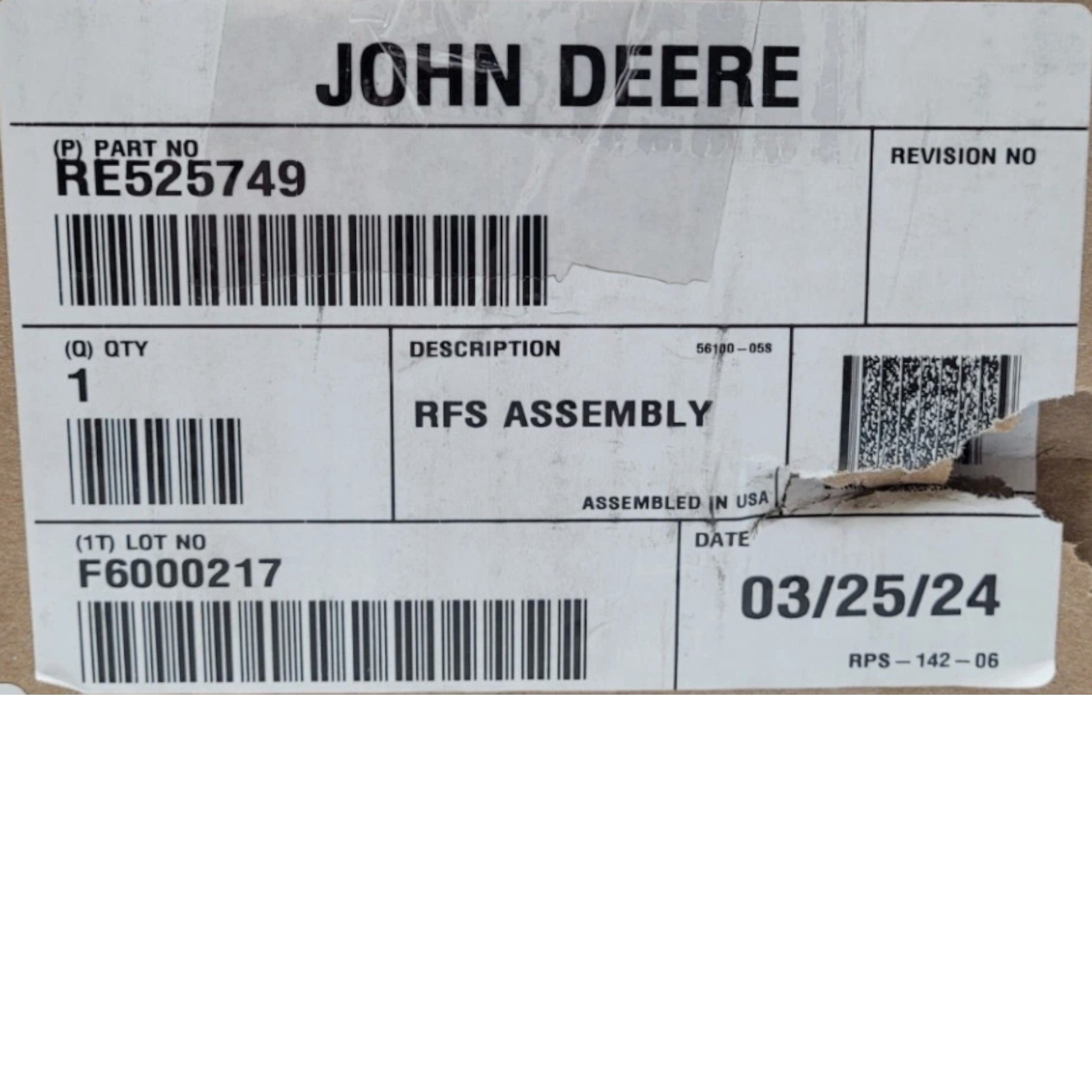 RE525749 John Deere Primary Fuel Filter Assembly