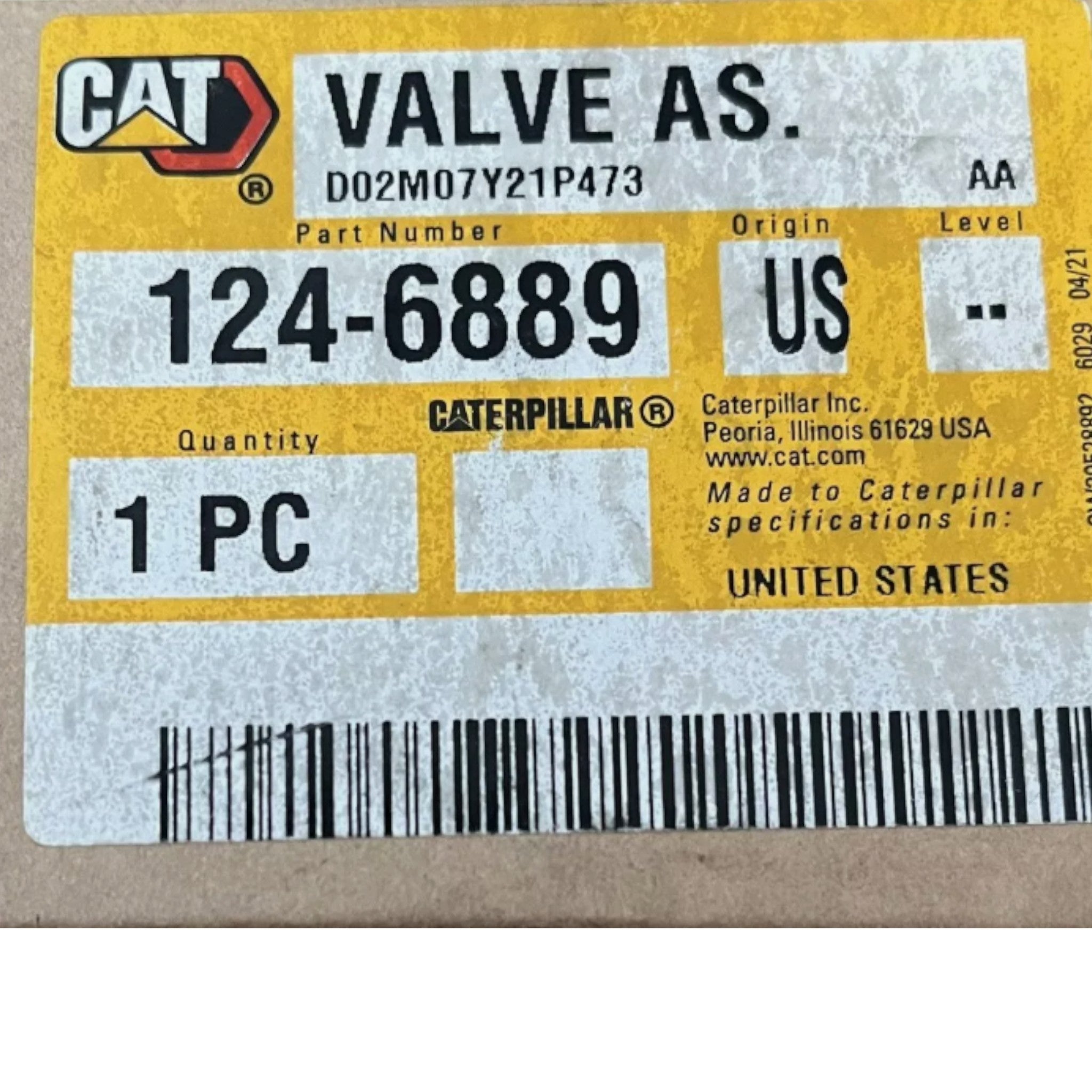1246889 CAT Hydraulic Sample Valve