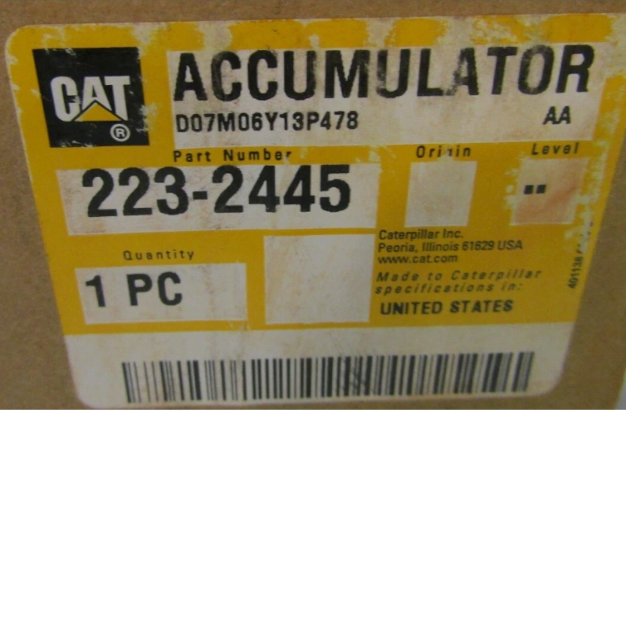 2232445 CAT Hydraulic Accumulator