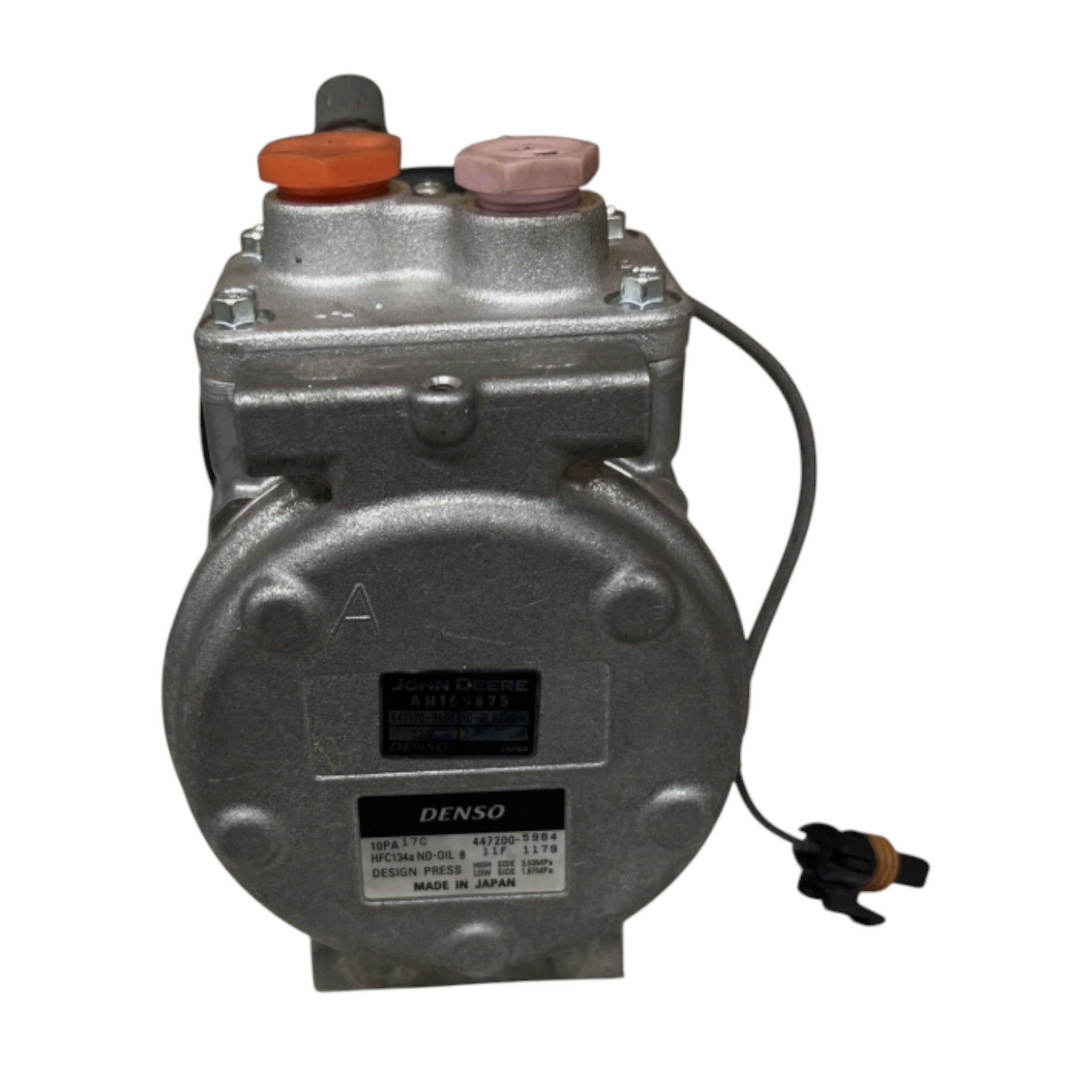 RE46609 John Deere Air Conditioner Compressor with Clutch and MOS2 Coating, 12 Volt