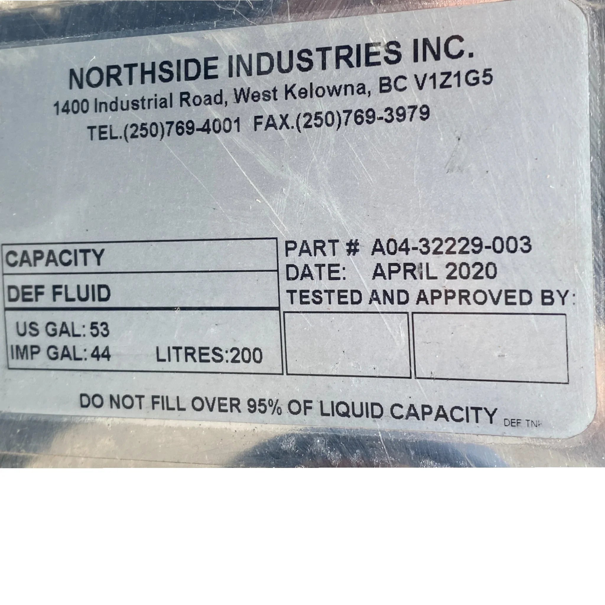 A0432229003 Genuine Freightliner DEF Tank Assembly