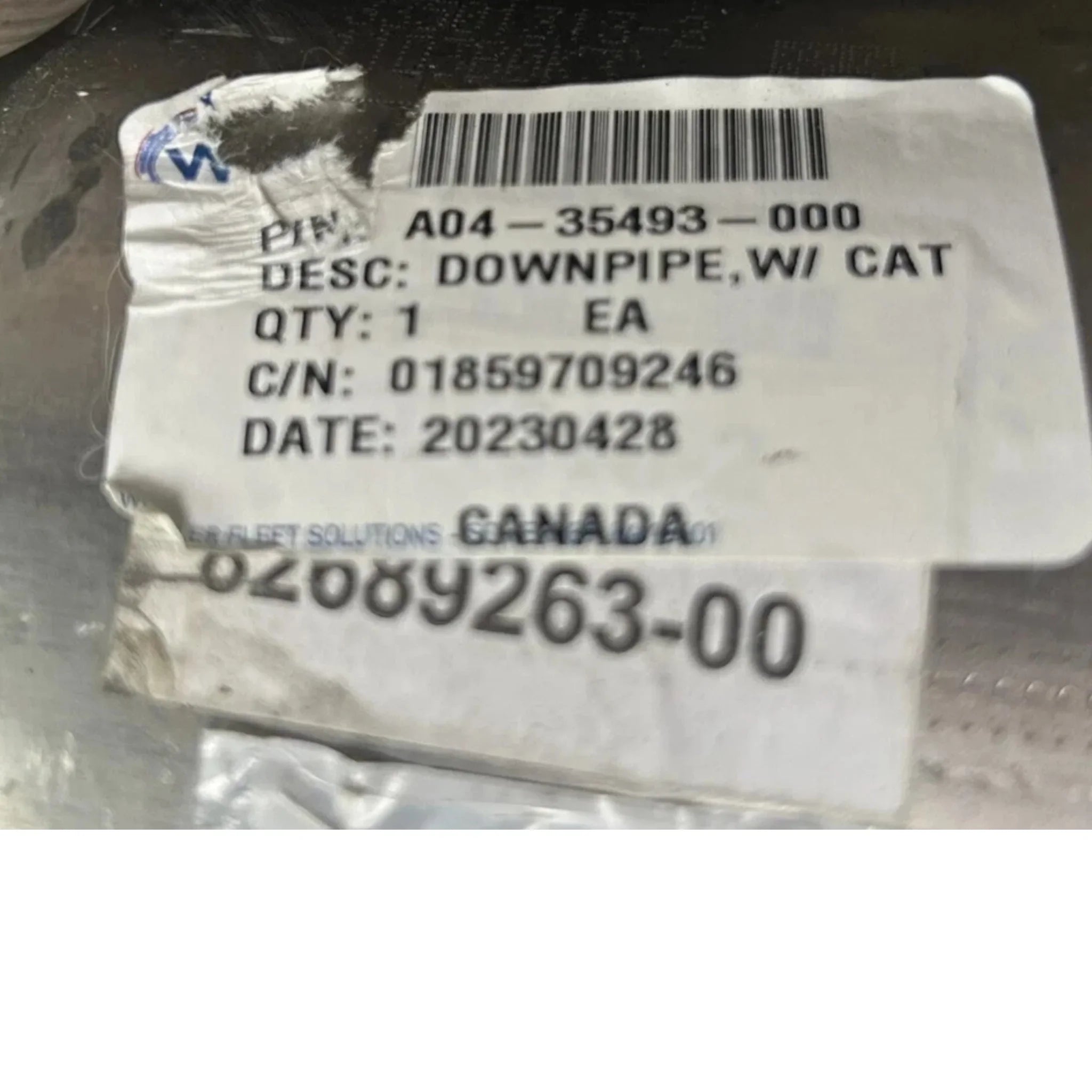 A0435493-000 Genuine Freightliner Left Side Exhaust Pipe With Catalyst