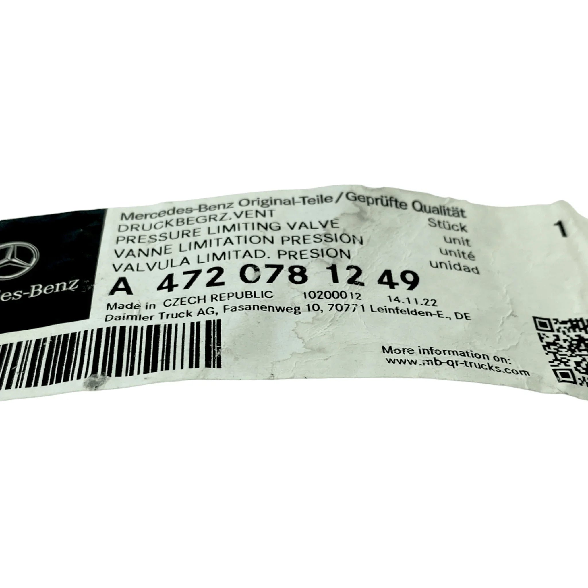 DDEA4720780349 Genuine Detroit Diesel Pressure Valve