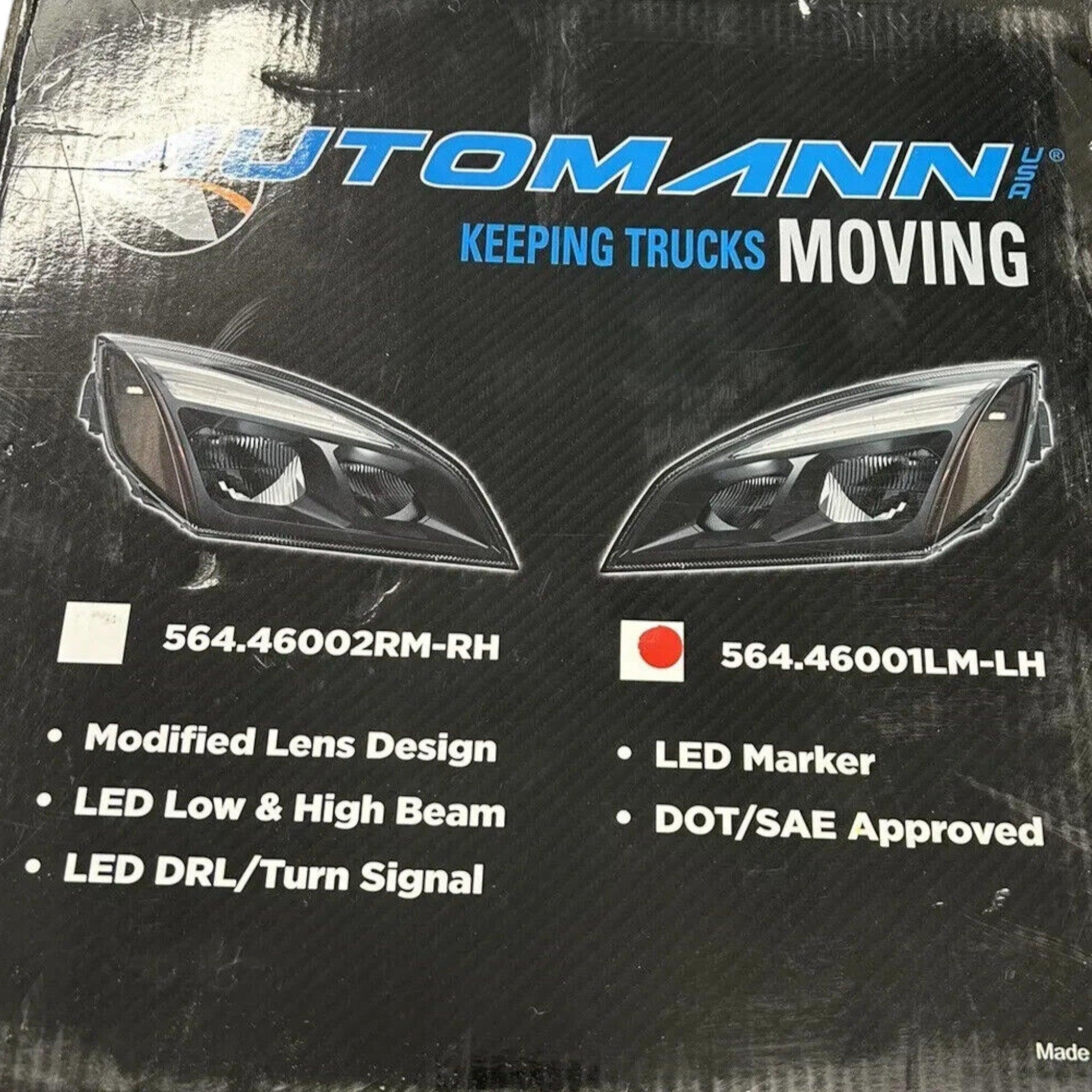 A66-01405-002 Automann Left Black Headlamp Assembly For Freightliner