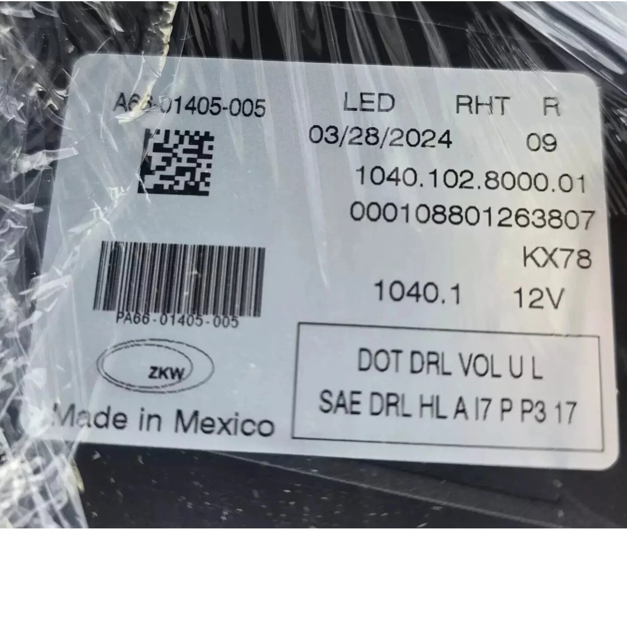 A6601405003 Genuine Freightliner Right Side Headlight