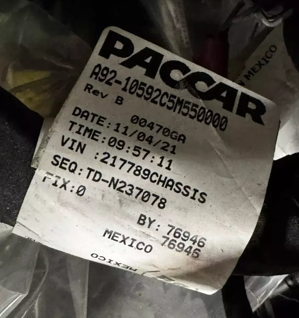 A9210592110000800 Genuine Paccar Wiring Harness