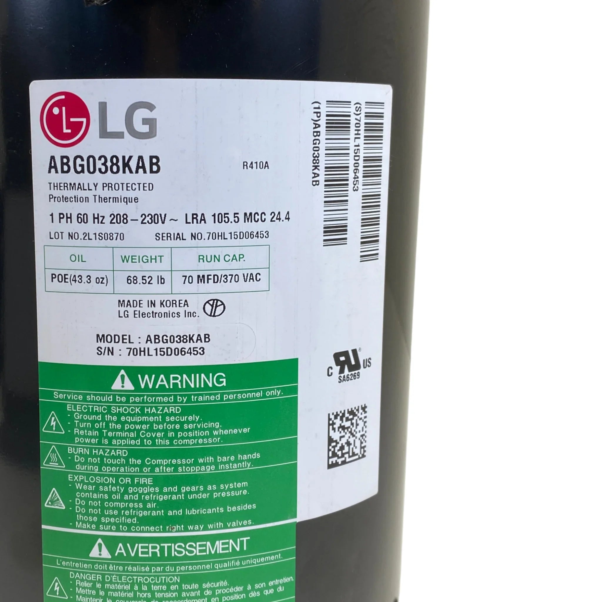 ABG038KAB Genuine LG Scroll Compressor