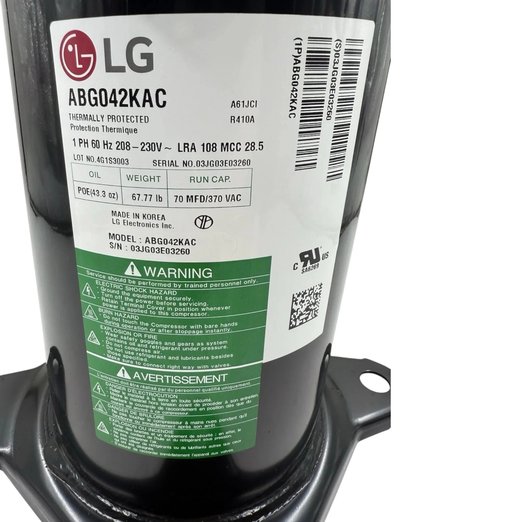 ABG042KAC Genuine LG Scroll Compressor