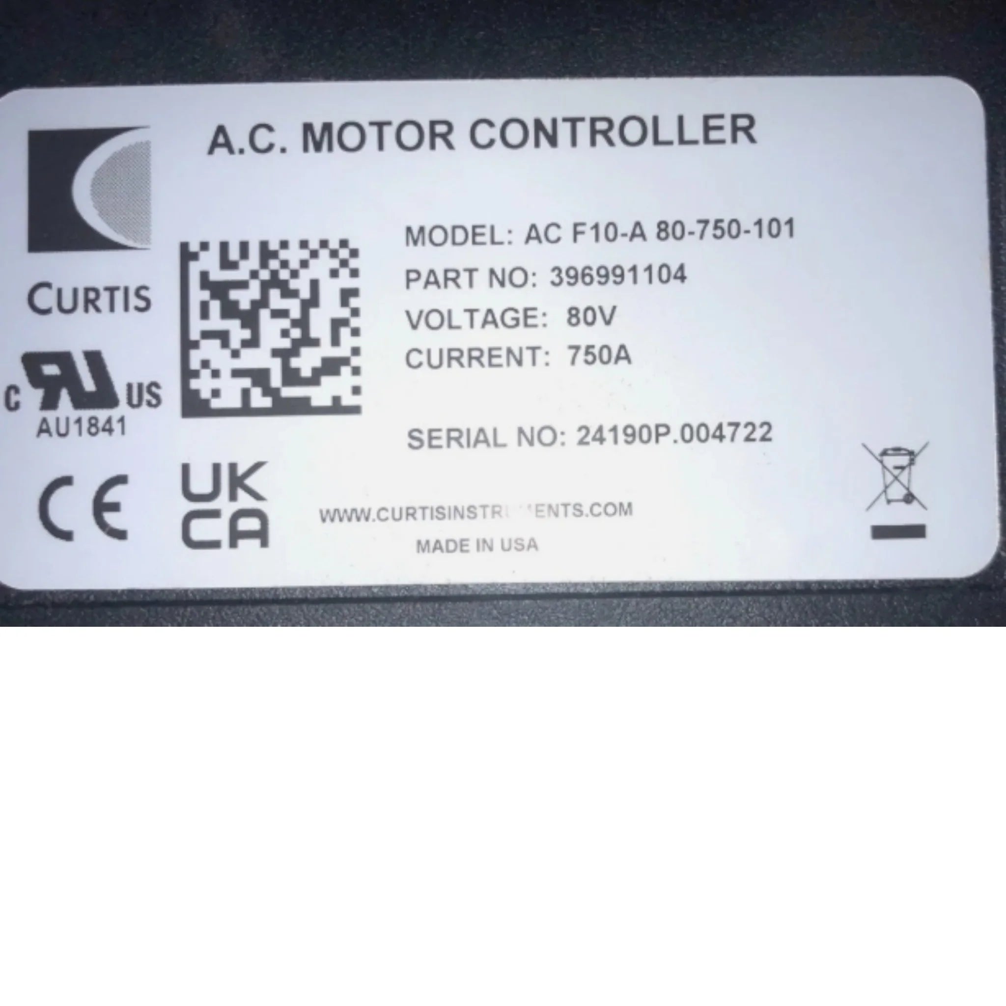 AC F10-A 80-750-101 Curtis AC Motor Controller