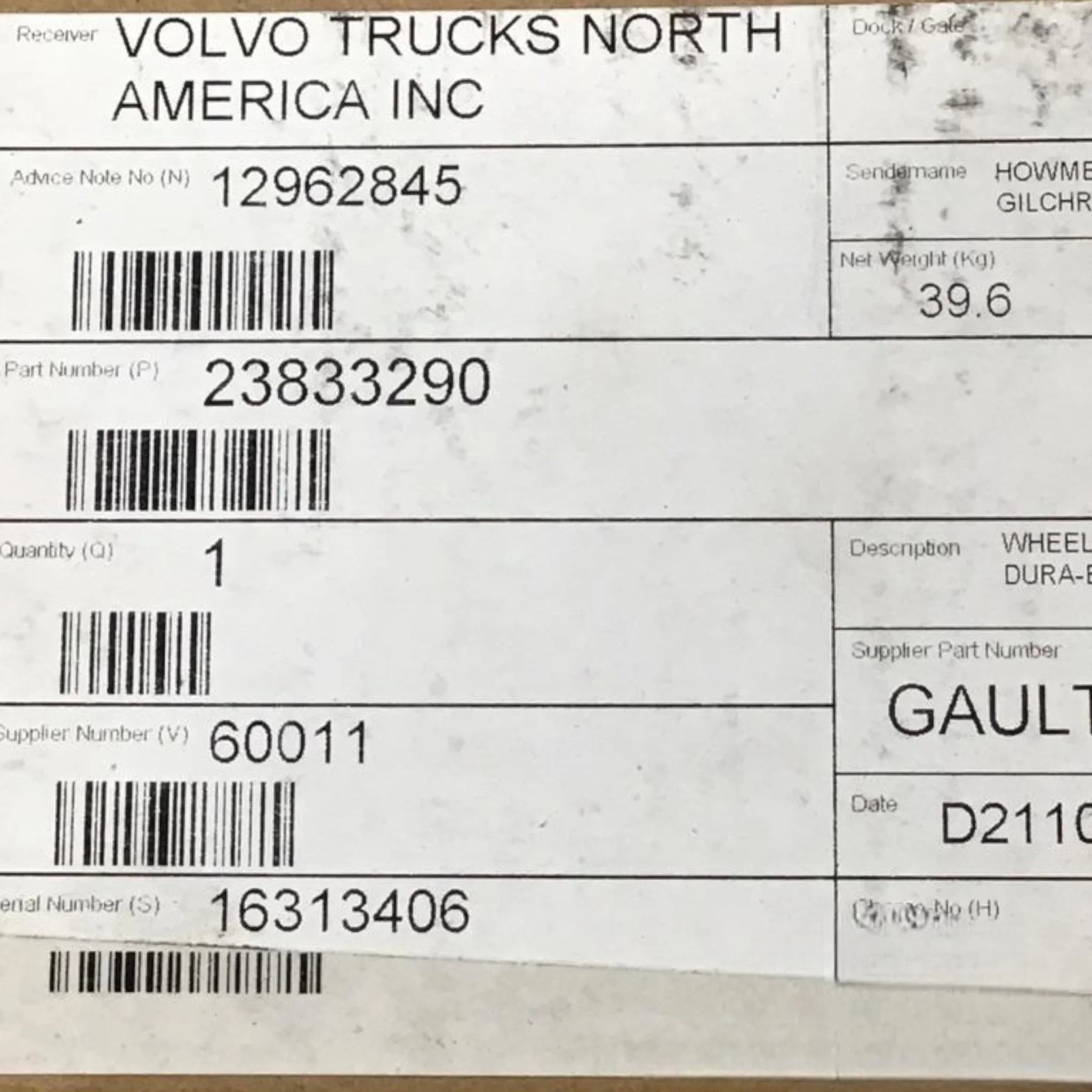 23833290 Genuine Mack Disc Wheel - Truck To Trailer