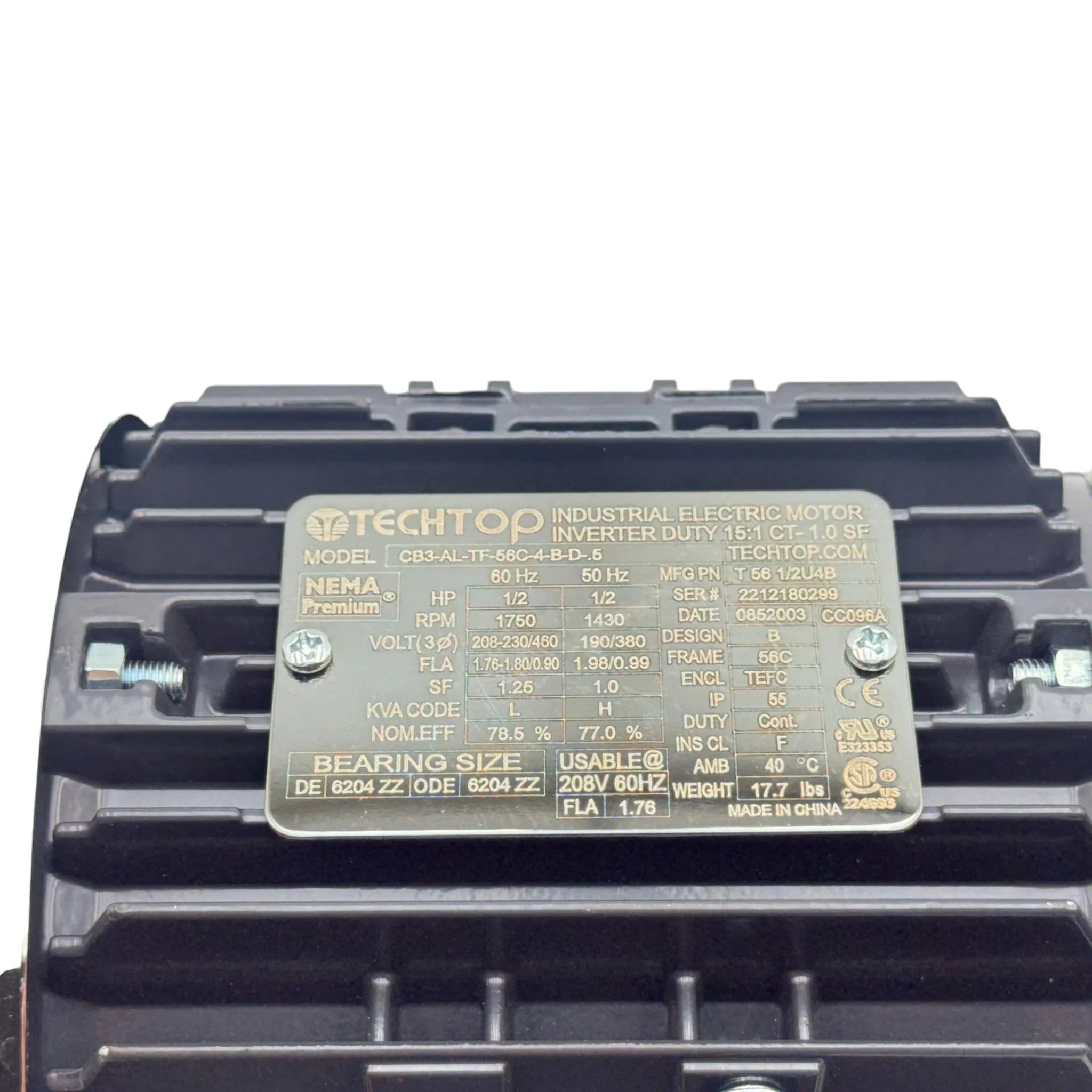 CB3-AL-TF-56C-4-B-D-.5 Genuine Techtop Motor 208-230/480V
