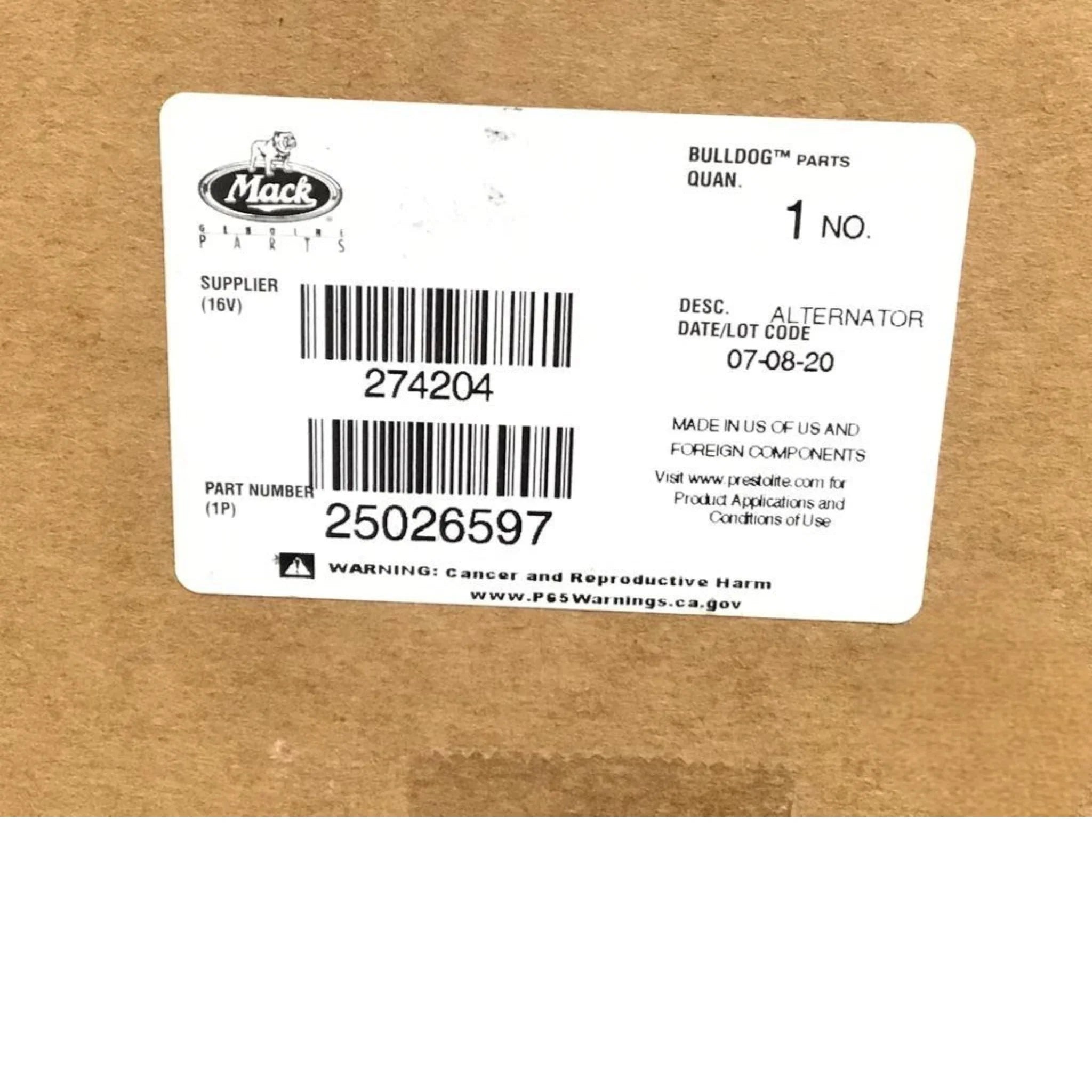 25026597 Genuine Mack Alternator - Truck To Trailer