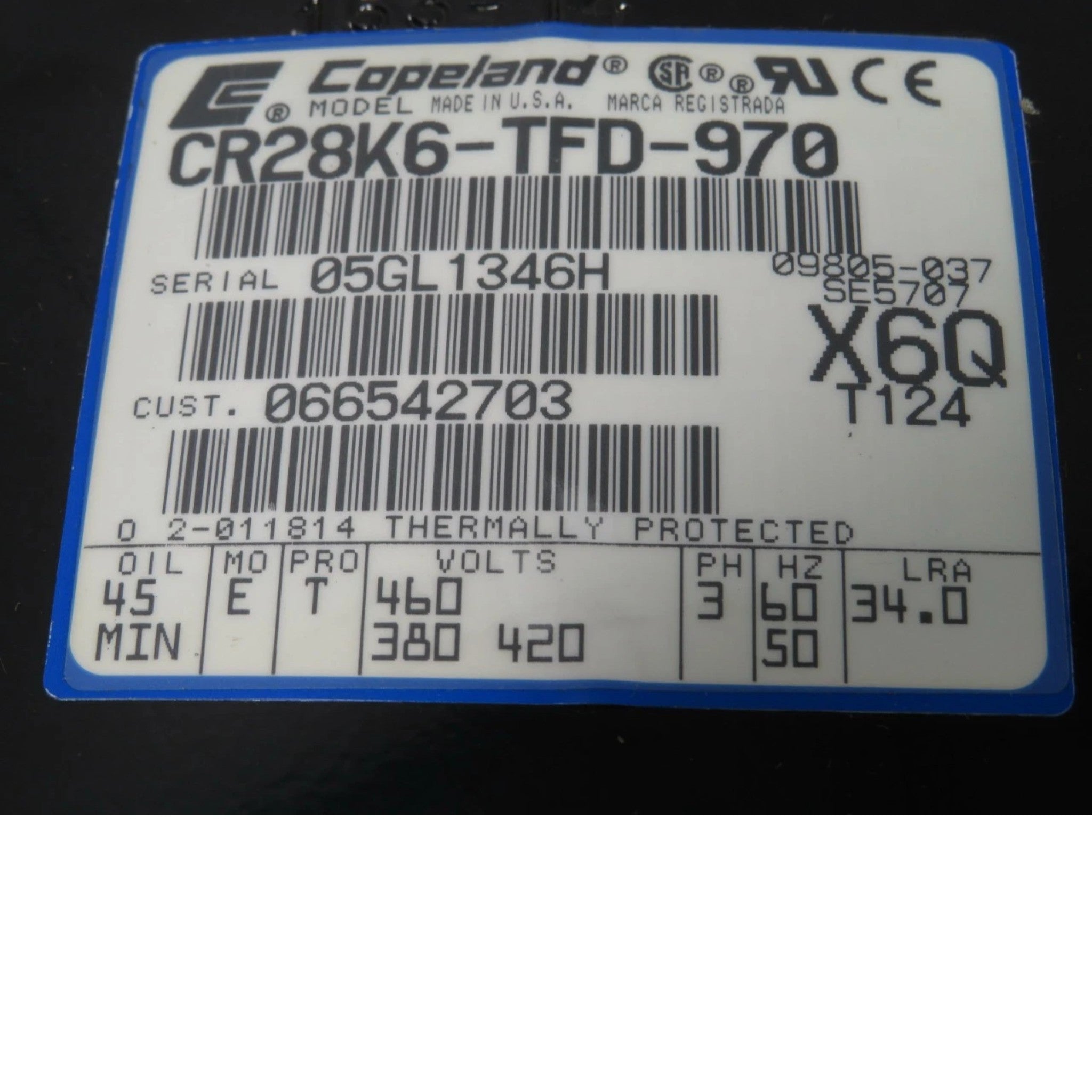 CR28K6TFD970 Copeland Scroll Compressor