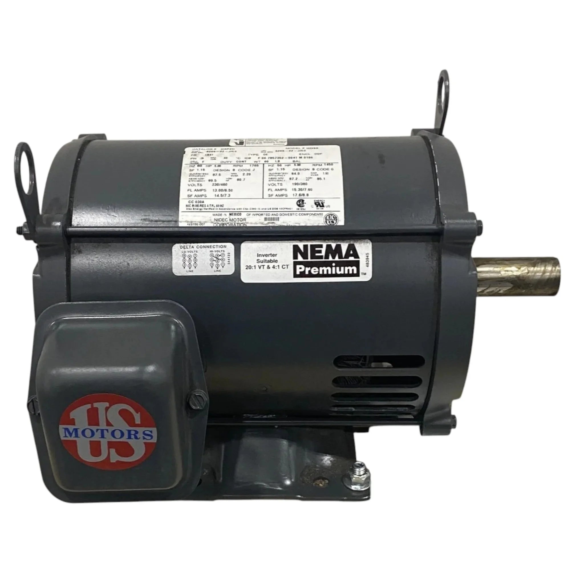 D5P2D U.S. Motors Electric Motor 208/230-460V