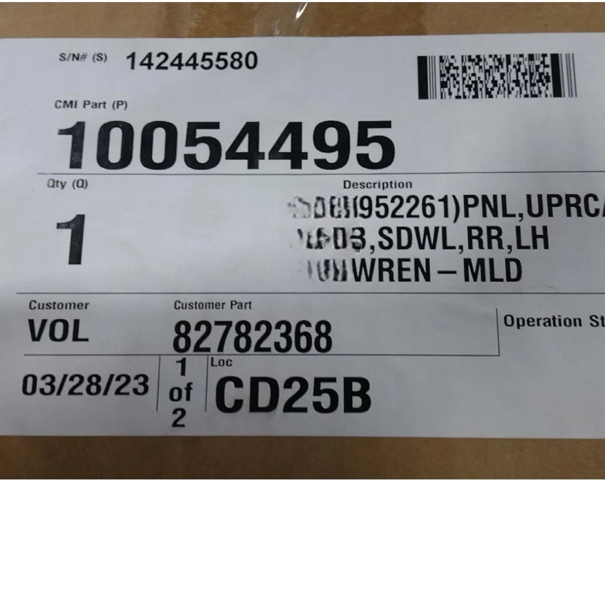 20476423 Genuine Volvo Panel - Truck To Trailer