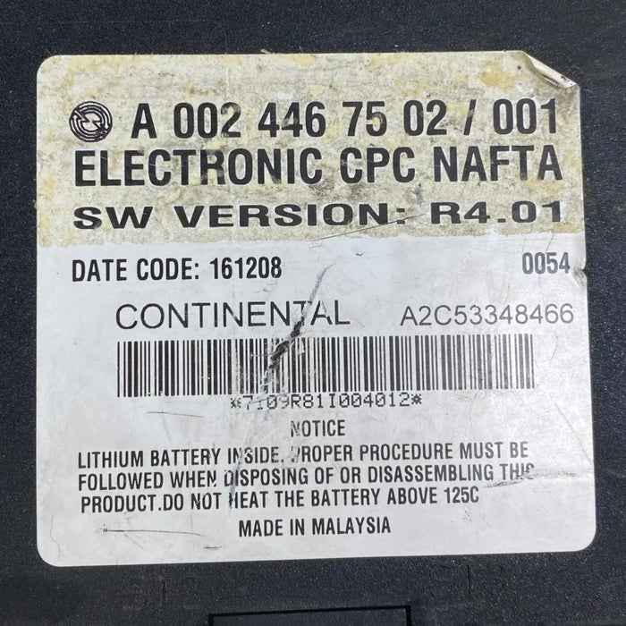 DDERA0024467502 Genuine Freightliner Ecu Cpc 2.0 Hdep Epa07 Rev 5.00 Used
