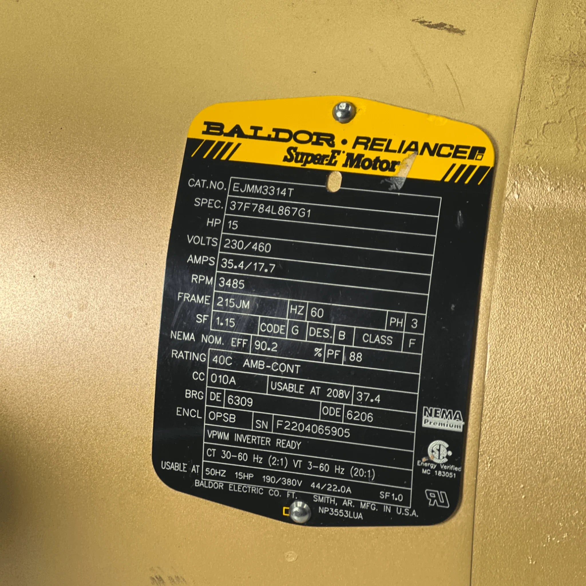 Ejmm3314T Genuine Baldor Electric Pump Motor