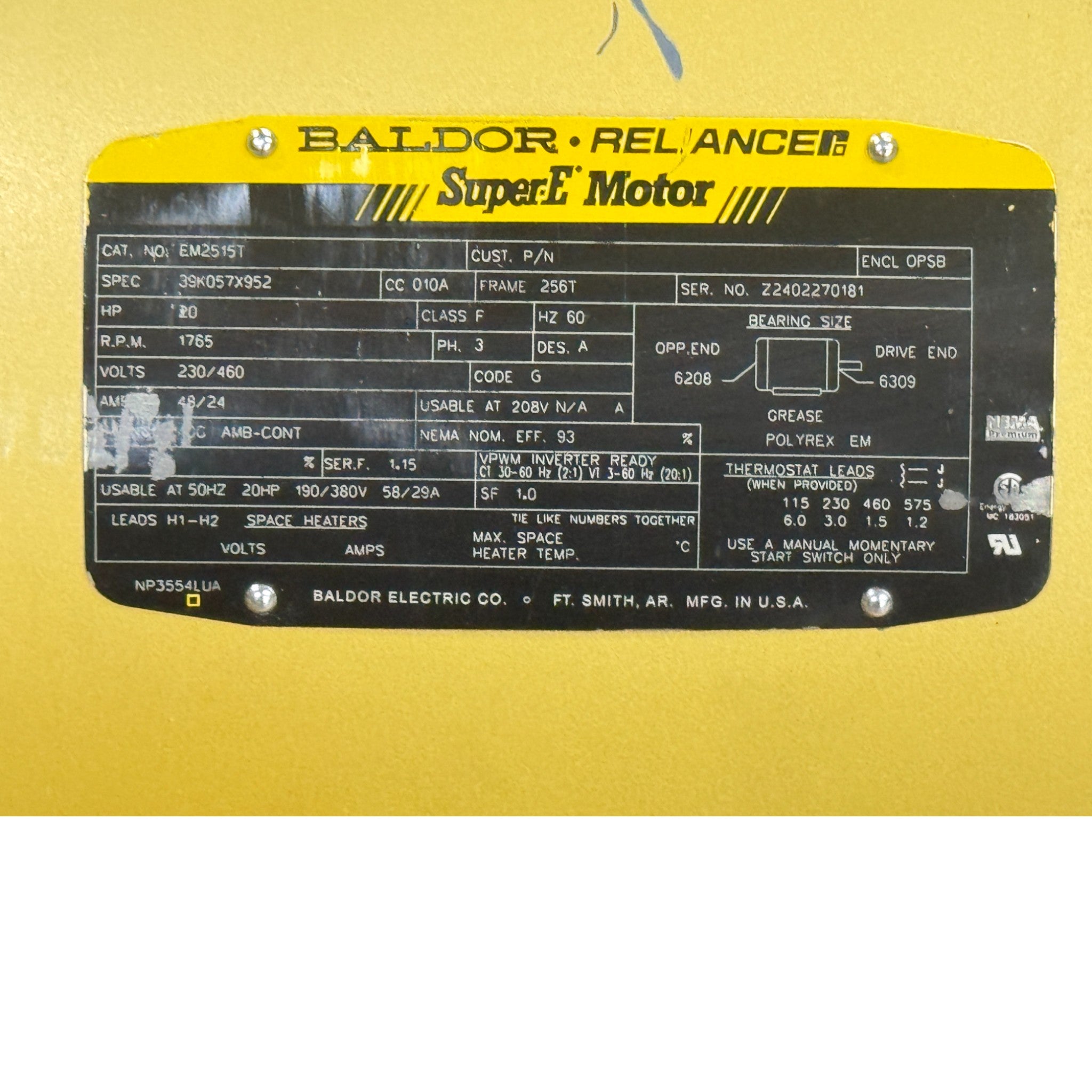 EM2515T Baldor Electric Motor 230/460V