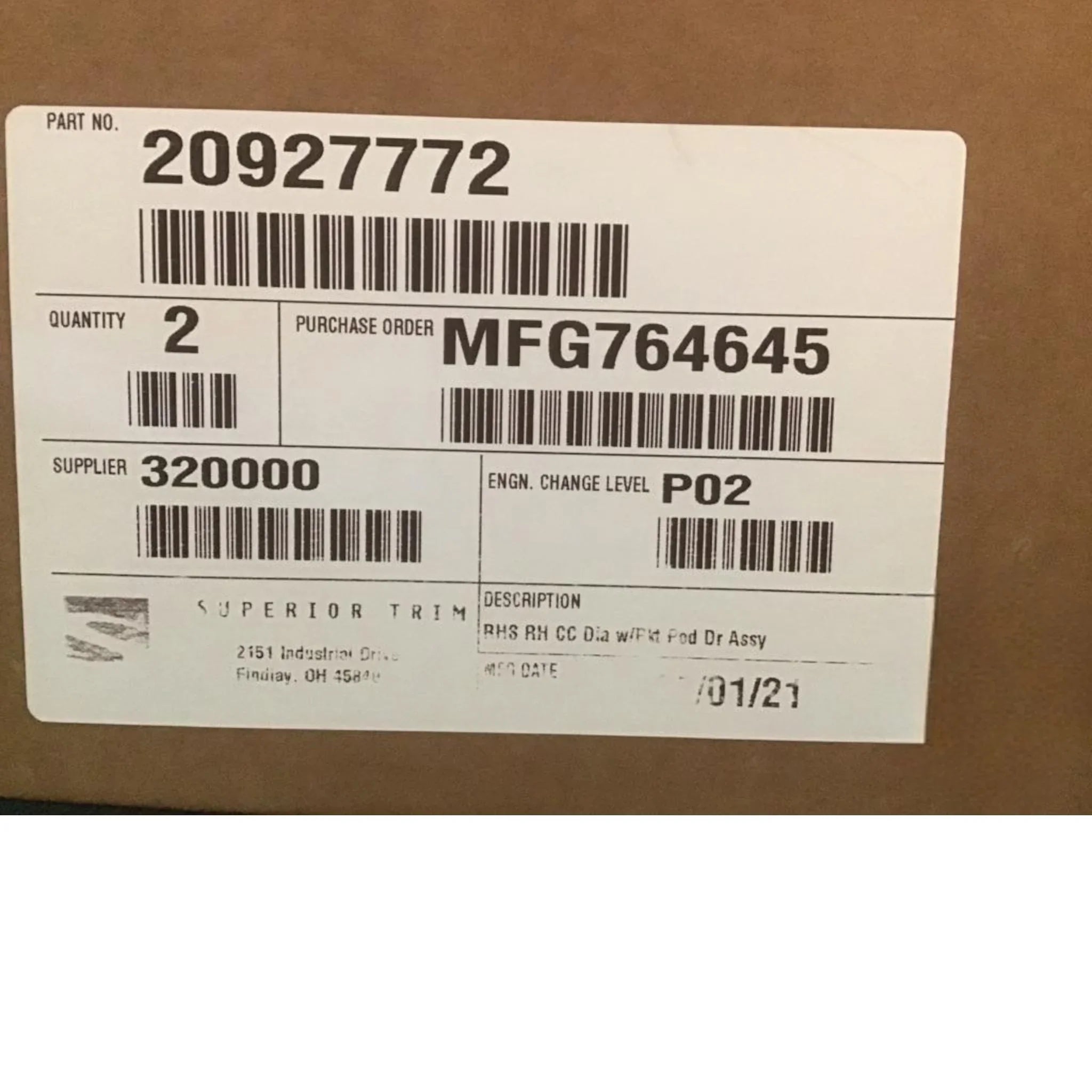 20927772 Genuine Volvo Door Panel - Truck To Trailer