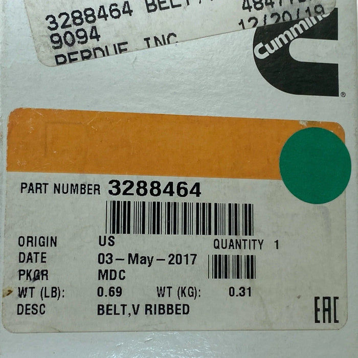 FLTBT670K8 Genuine Cummins V Ribbed Belt